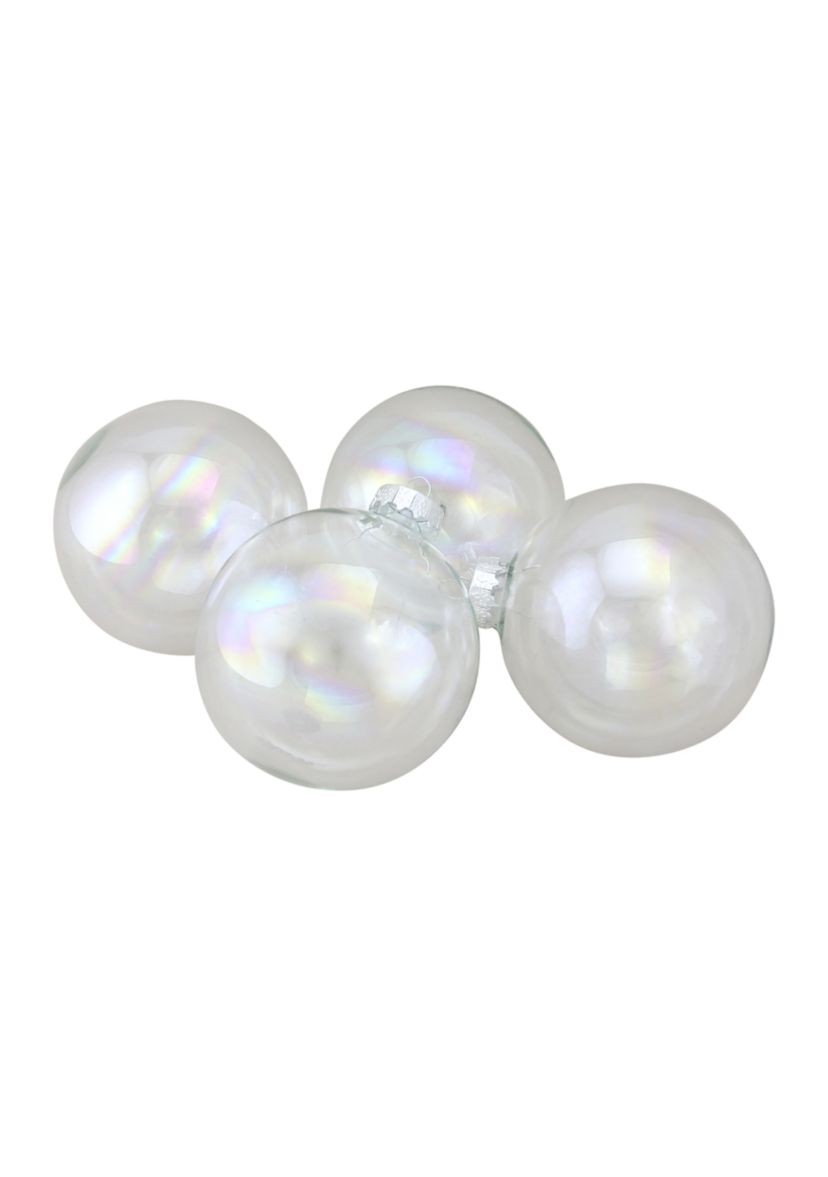 4ct Clear Iridescent Glass Christmas Ball Ornaments - 4 Inch (100mm)