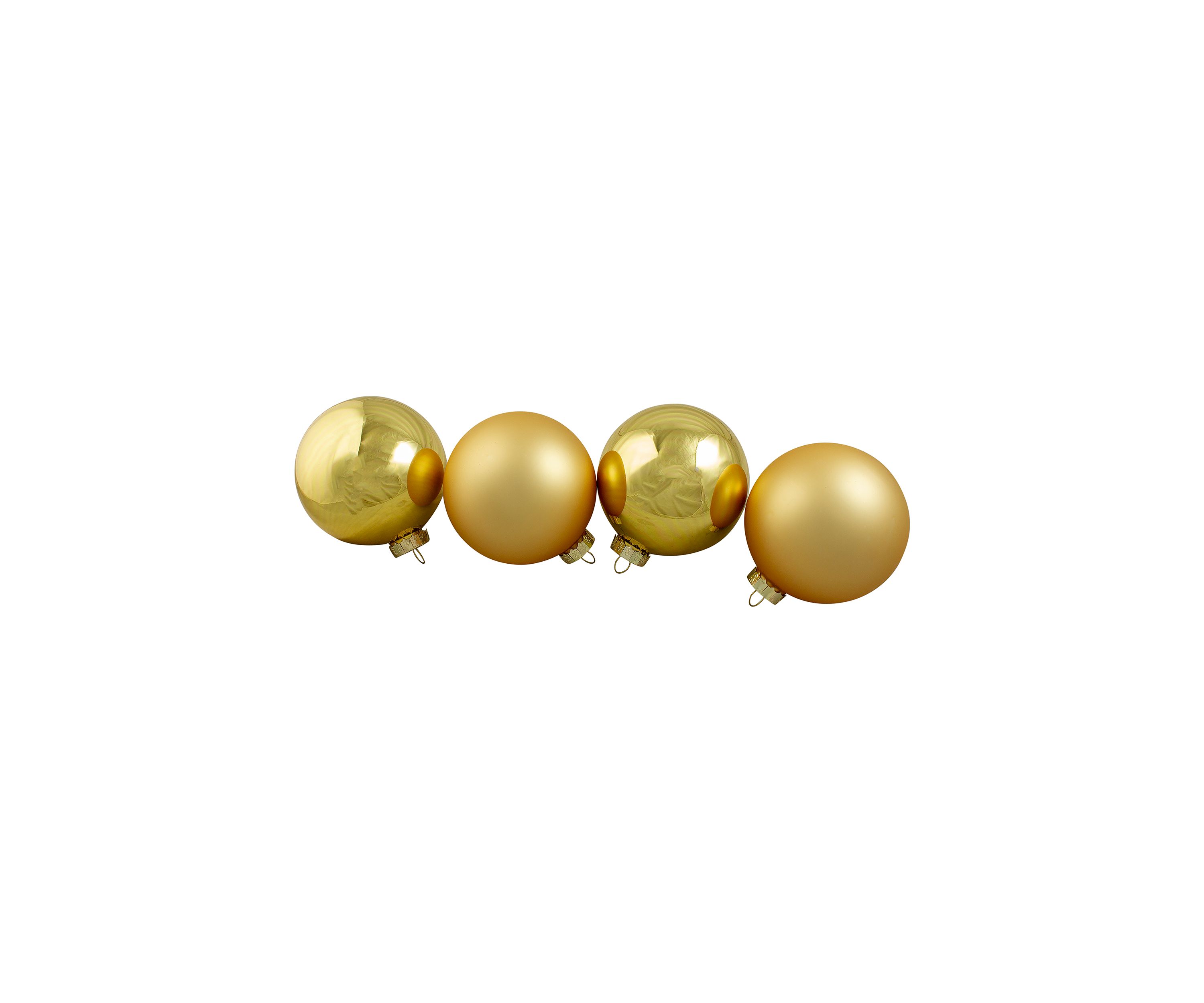 4ct Gold Glass 2-Finish Christmas Ball Ornaments 4Inch (101.5mm)