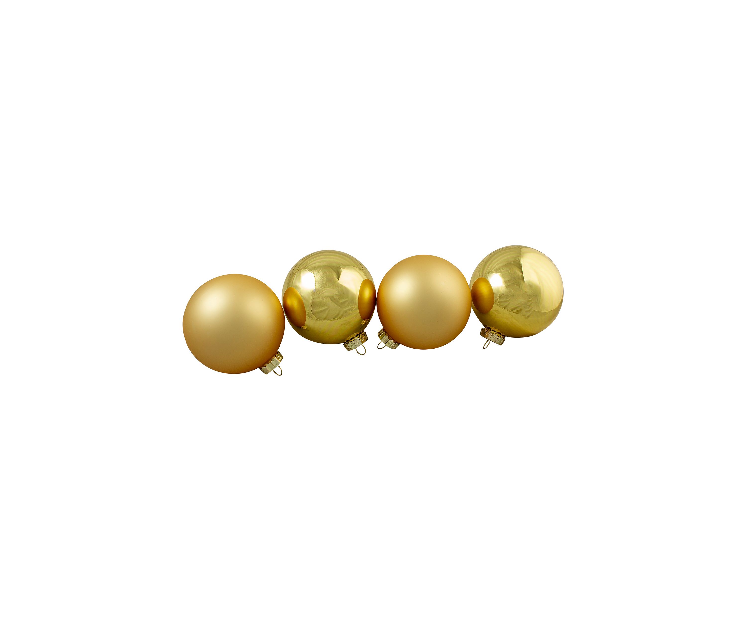 4ct Gold Glass 2-Finish Christmas Ball Ornaments 4Inch (101.5mm)