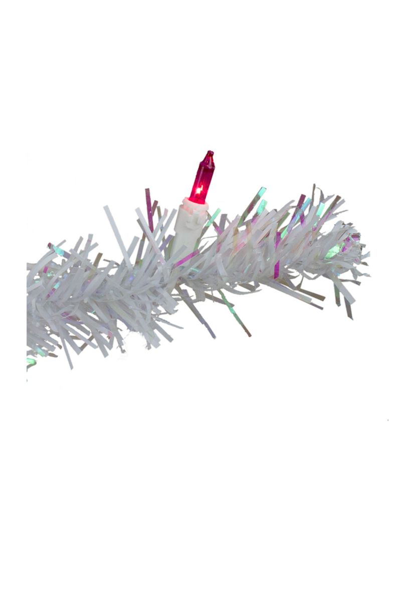3 Pre-Lit White Iridescent Pine Slim Artificial Christmas Tree - Pink Lights