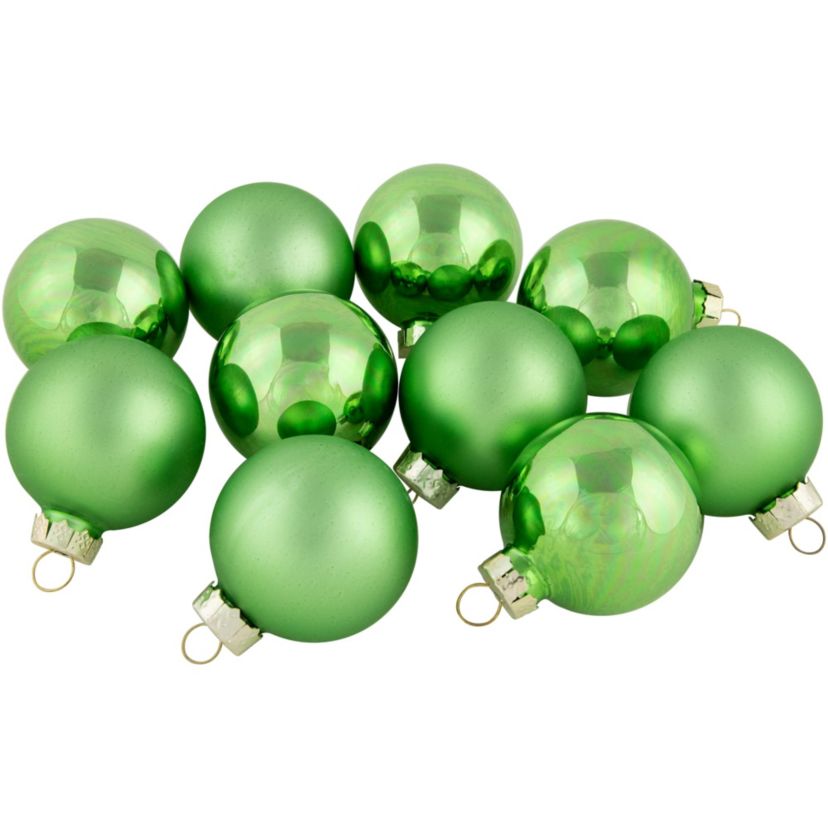 10ct Grass Green 2-Finish Glass Christmas Ball Ornaments 1.75inch (45mm)