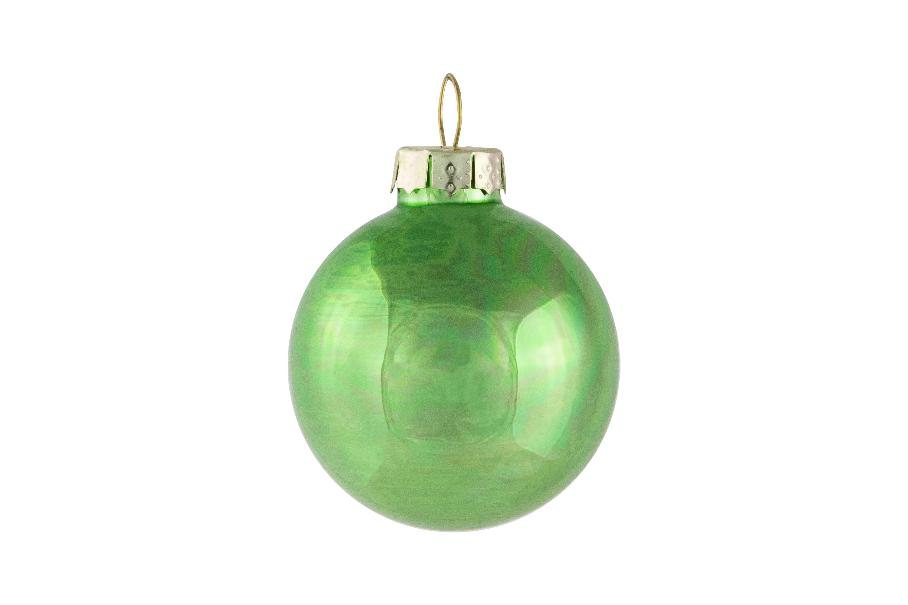 10ct Grass Green 2-Finish Glass Christmas Ball Ornaments 1.75inch (45mm)