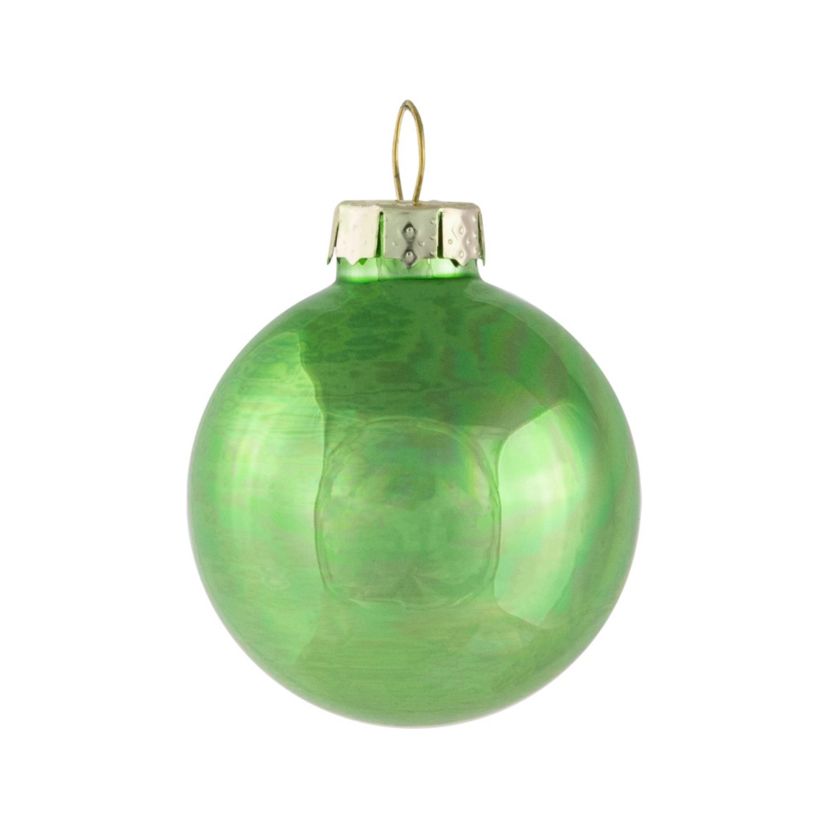 10ct Grass Green 2-Finish Glass Christmas Ball Ornaments 1.75inch (45mm)