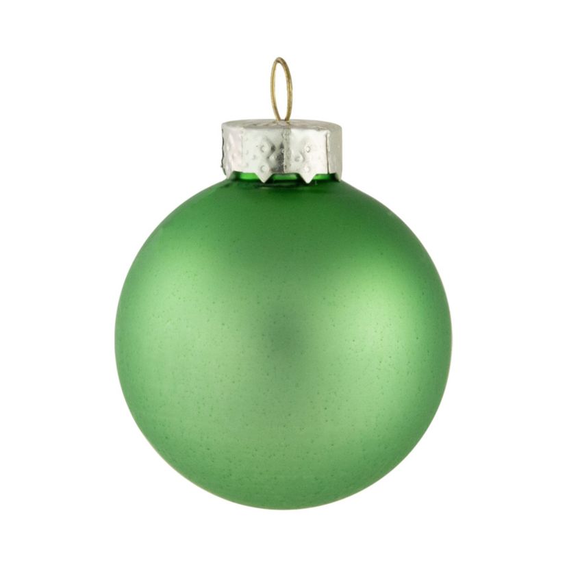 10ct Grass Green 2-Finish Glass Christmas Ball Ornaments 1.75inch (45mm)