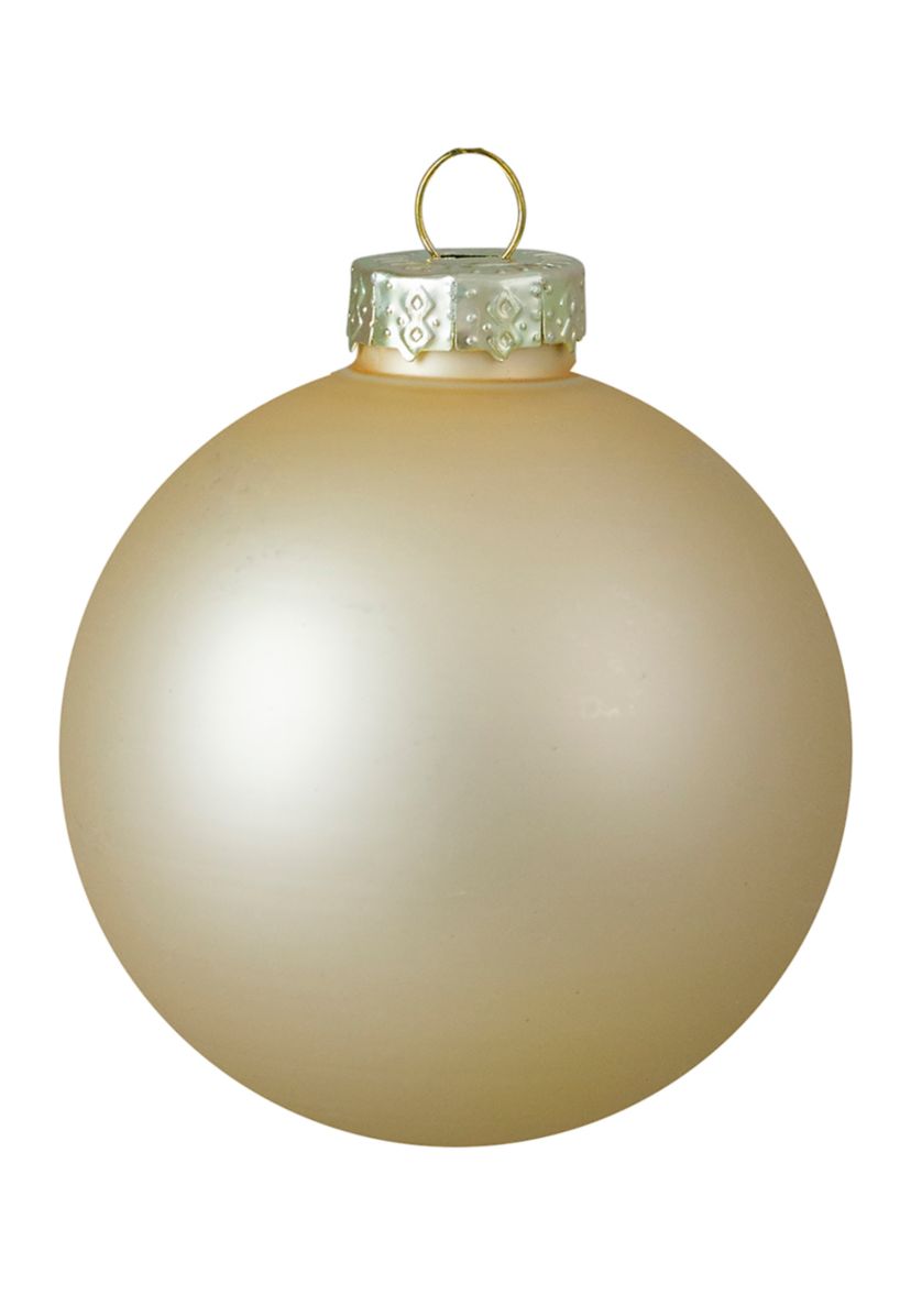 9ct Champagne Gold 2-Finish Glass Christmas Ball Ornaments 2.5Inch (65mm)
