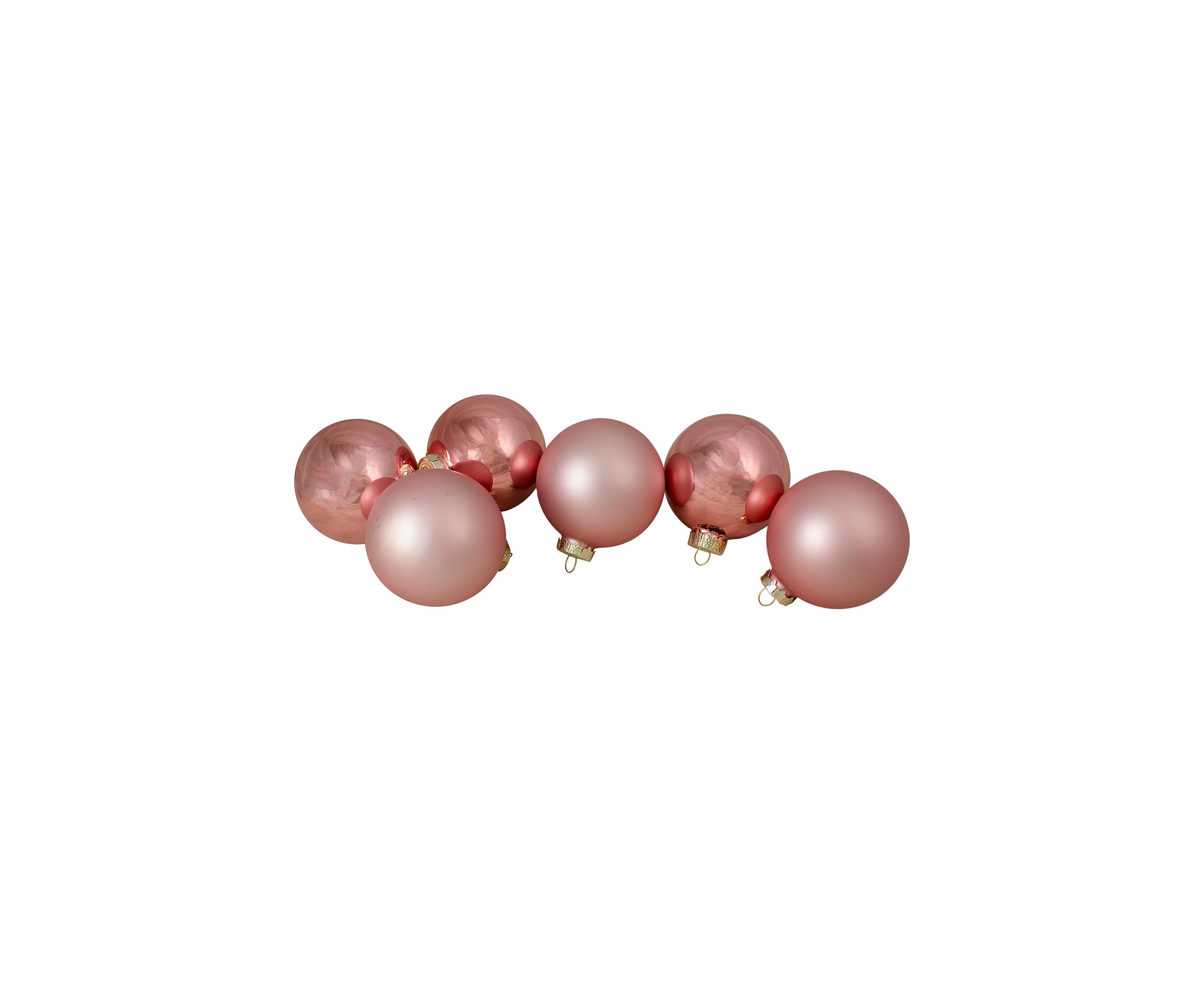 6ct Shiny and Matte Baby Pink Glass Ball Christmas Ornaments 3.25Inch (80mm)