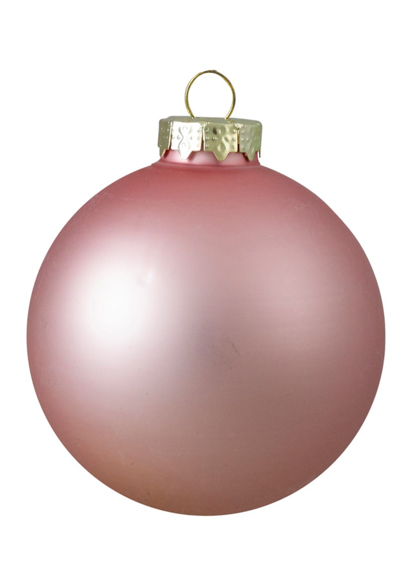 6ct Shiny and Matte Baby Pink Glass Ball Christmas Ornaments 3.25Inch (80mm)