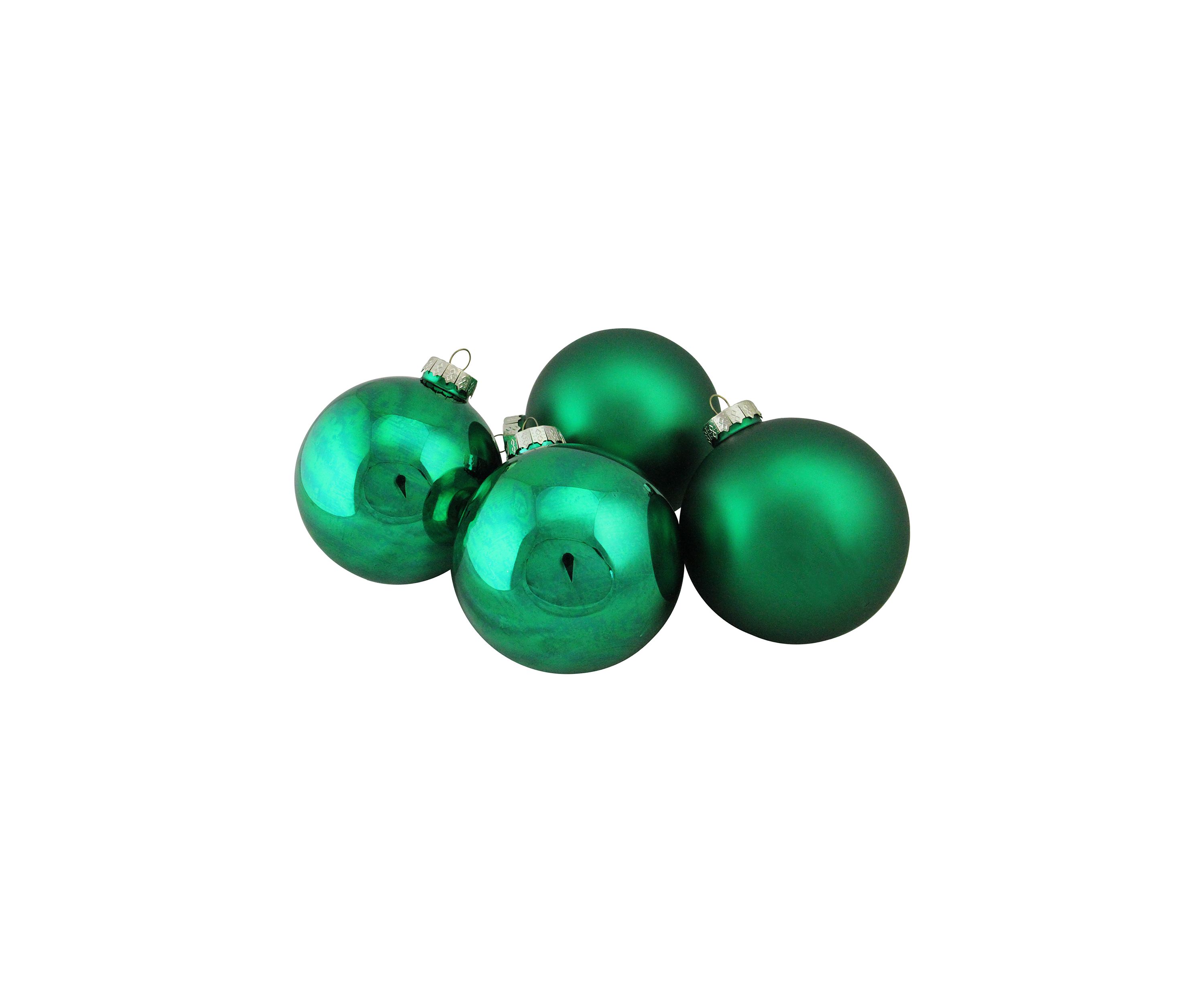 4ct Green 2-Finish Glass Ball Christmas Ornaments 4Inch