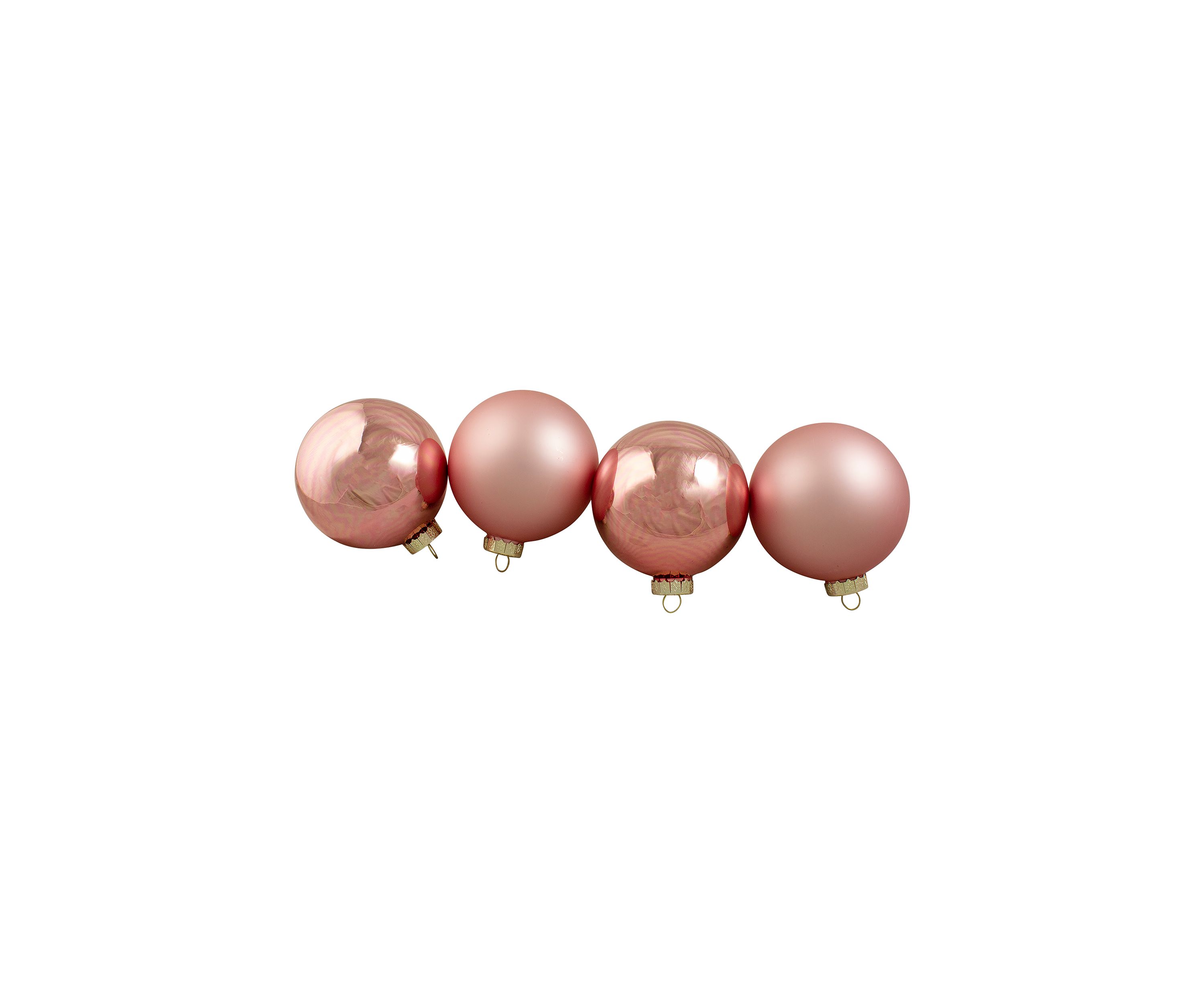 4ct Pink 2-Finish Glass Christmas Ball Ornaments 4Inch (100mm)