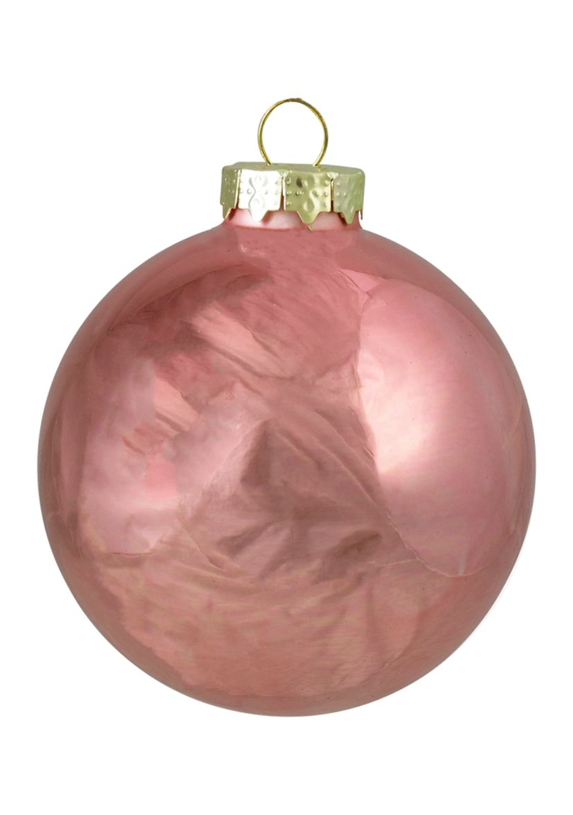 4ct Pink 2-Finish Glass Christmas Ball Ornaments 4Inch (100mm)