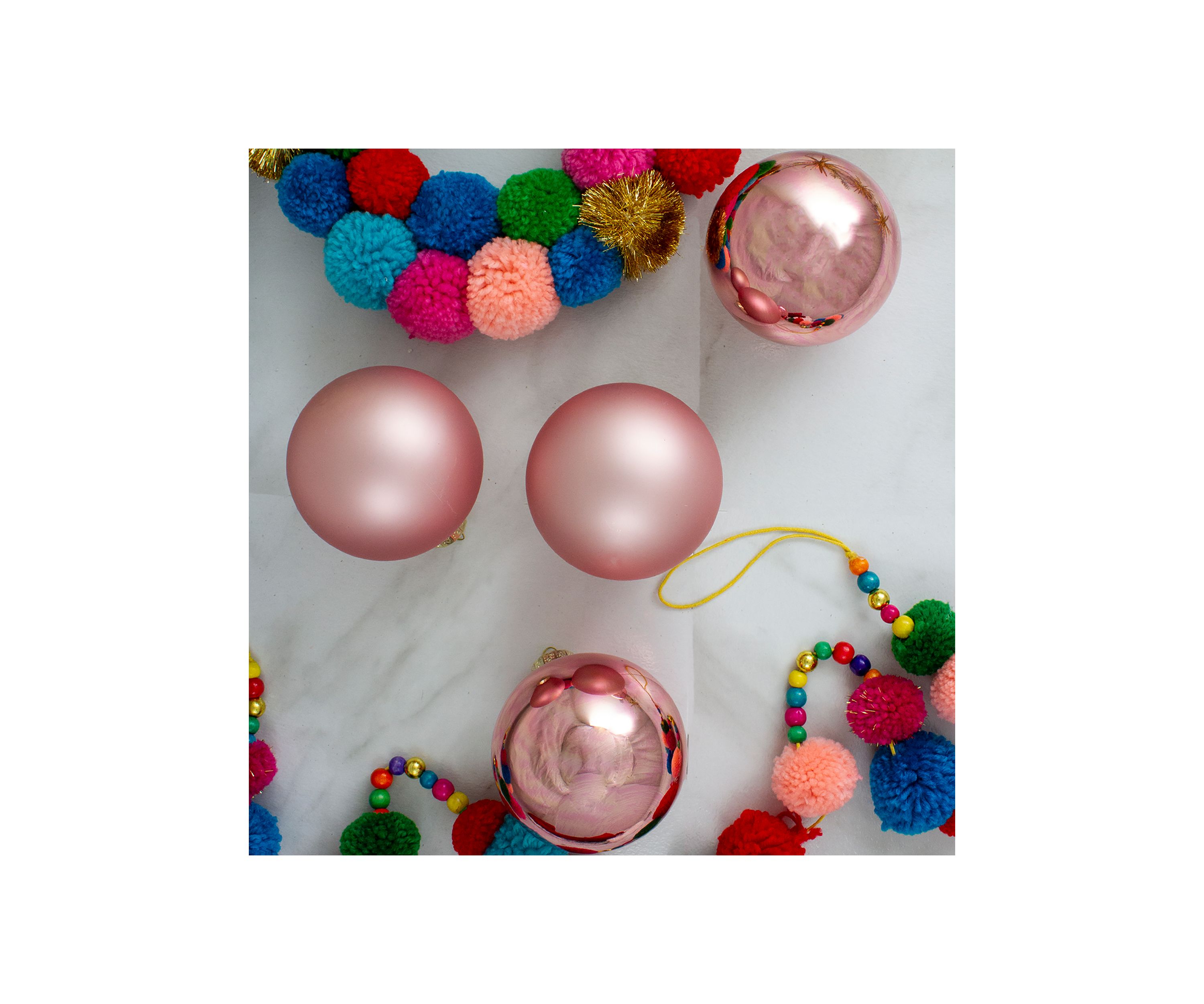 4ct Pink 2-Finish Glass Christmas Ball Ornaments 4Inch (100mm)