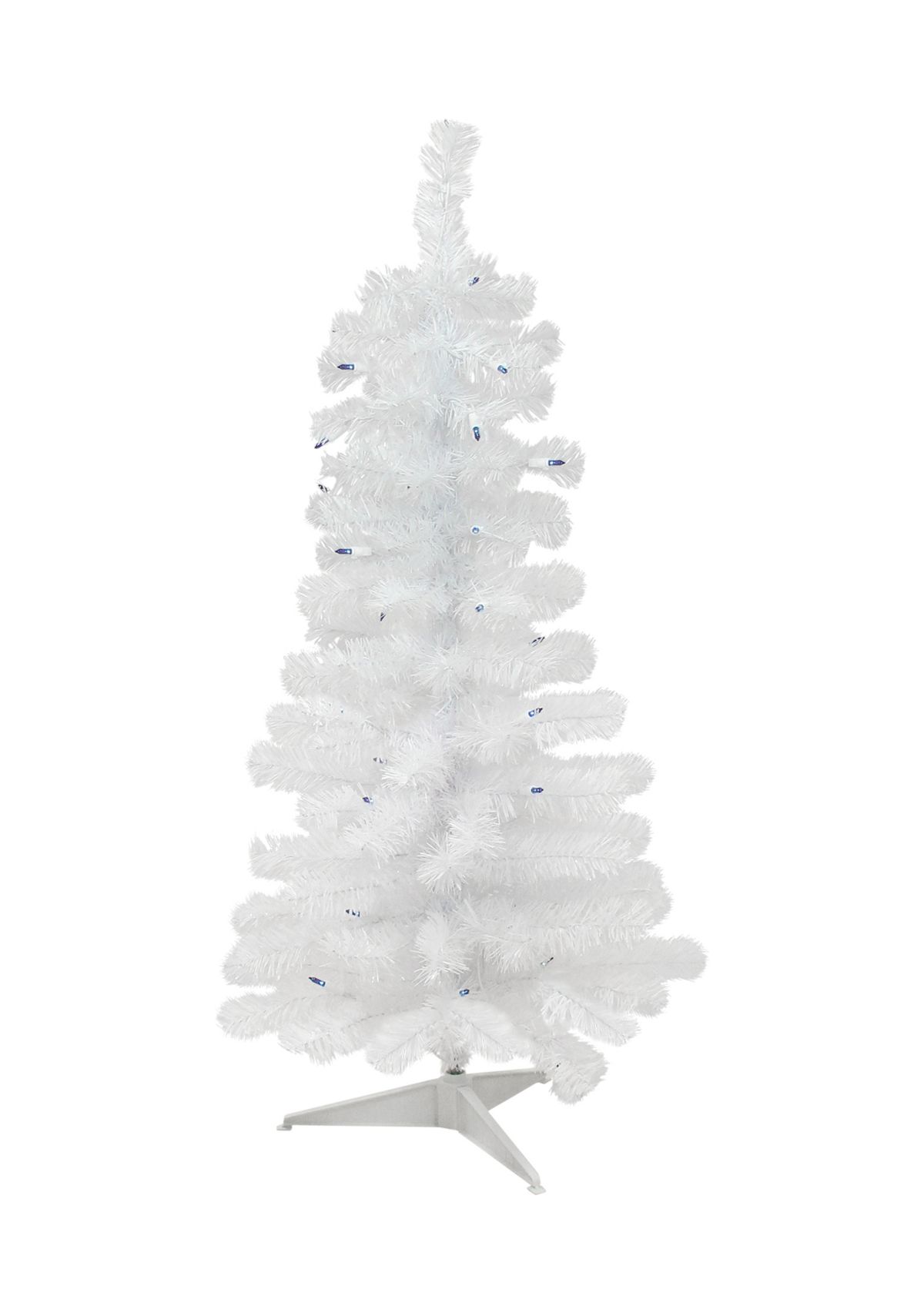 4 Pre-Lit Slim White Pine Artificial Christmas Tree - Blue Lights