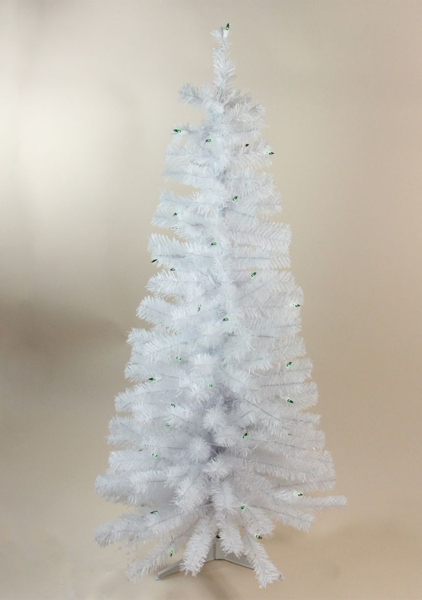 4 x 24Inch Pre-Lit White Artificial Christmas Tree  Clear Lights