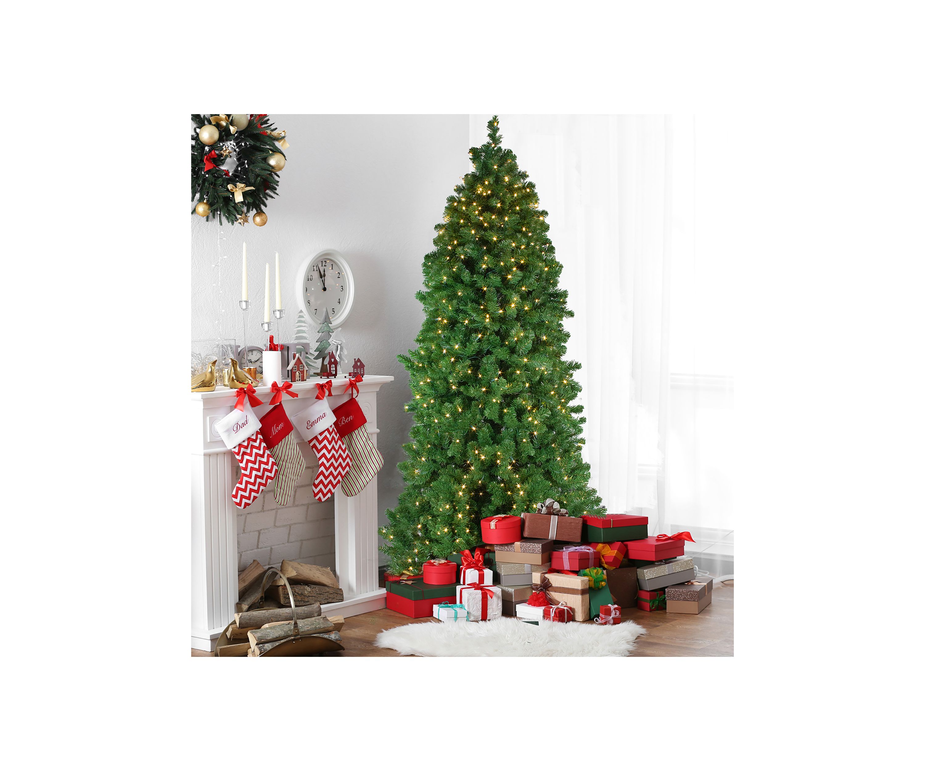 7.5 Pre-Lit Slim Olympia Pine Artificial Christmas Tree - Warm White Lights