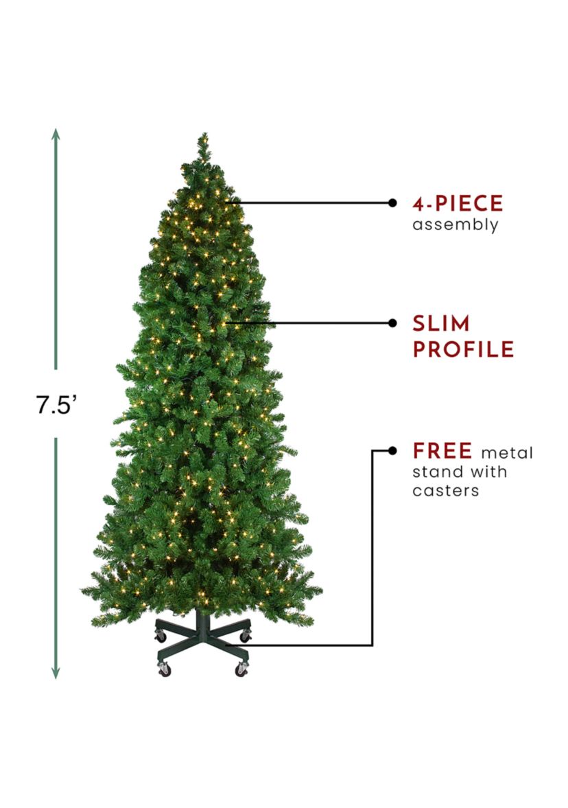 7.5 Pre-Lit Slim Olympia Pine Artificial Christmas Tree - Warm White Lights