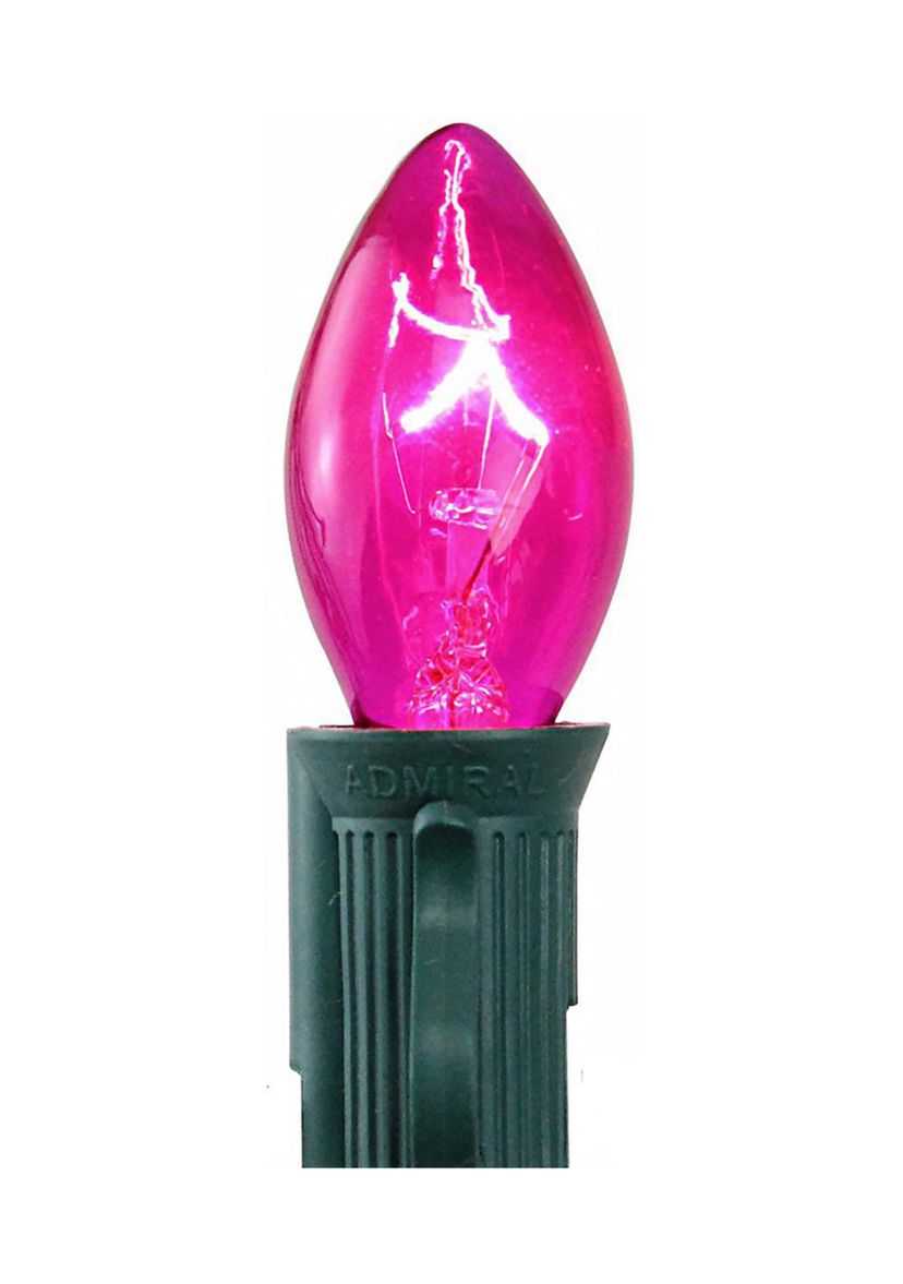 Pack of 25 Incandescent C7 Pink Christmas Replacement Bulbs