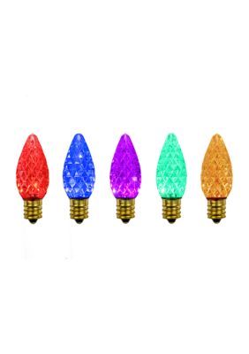 Pack of 25 Faceted C7 LED Multi-Color Christmas Replacement Bulbs