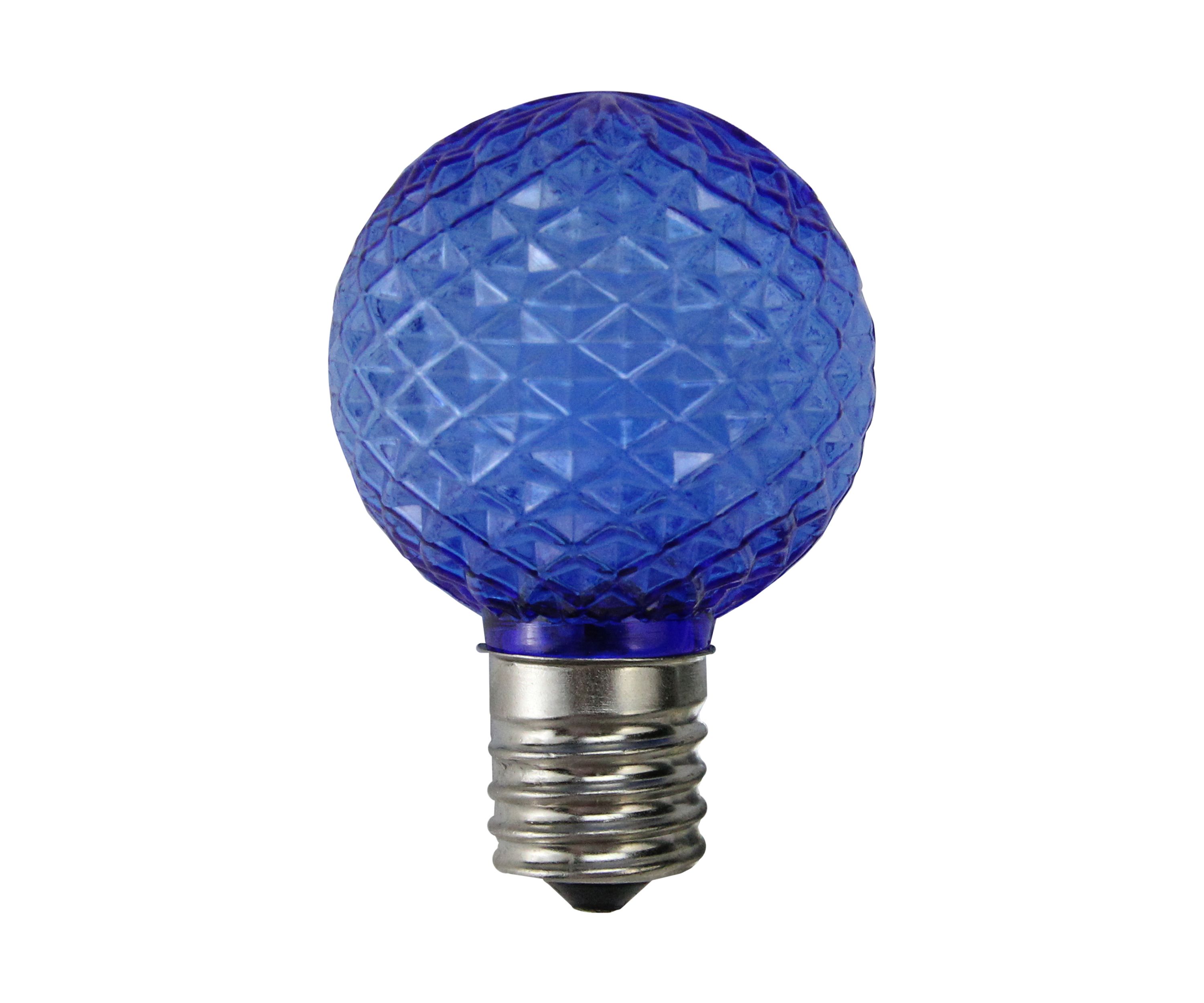 Pack of 25 LED Blue Faceted G40 Globe Christmas Replacement Light Bulbs