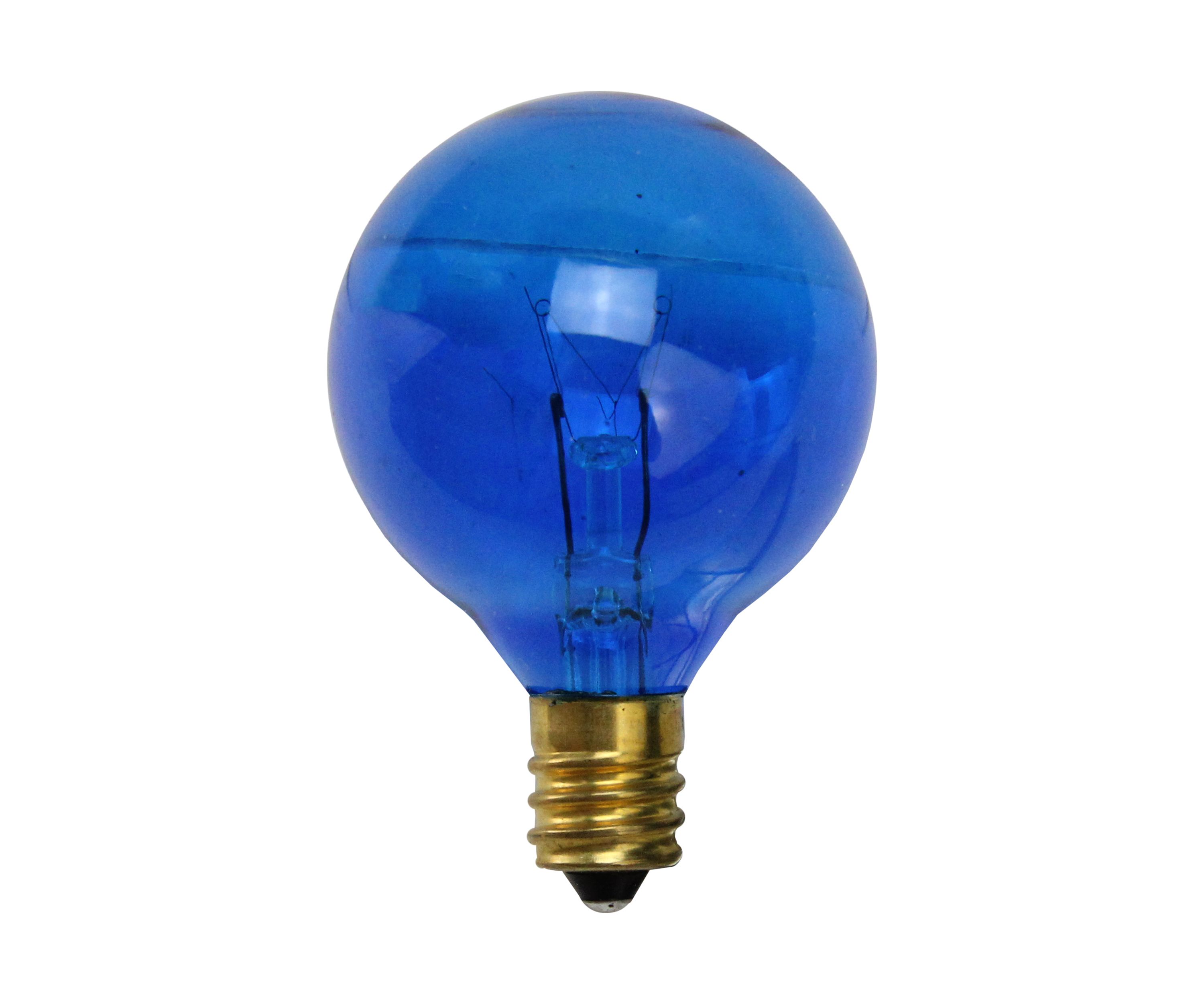 Pack of 25 Incandescent Blue G40 Globe Christmas Replacement Light Bulbs - 7 Watts