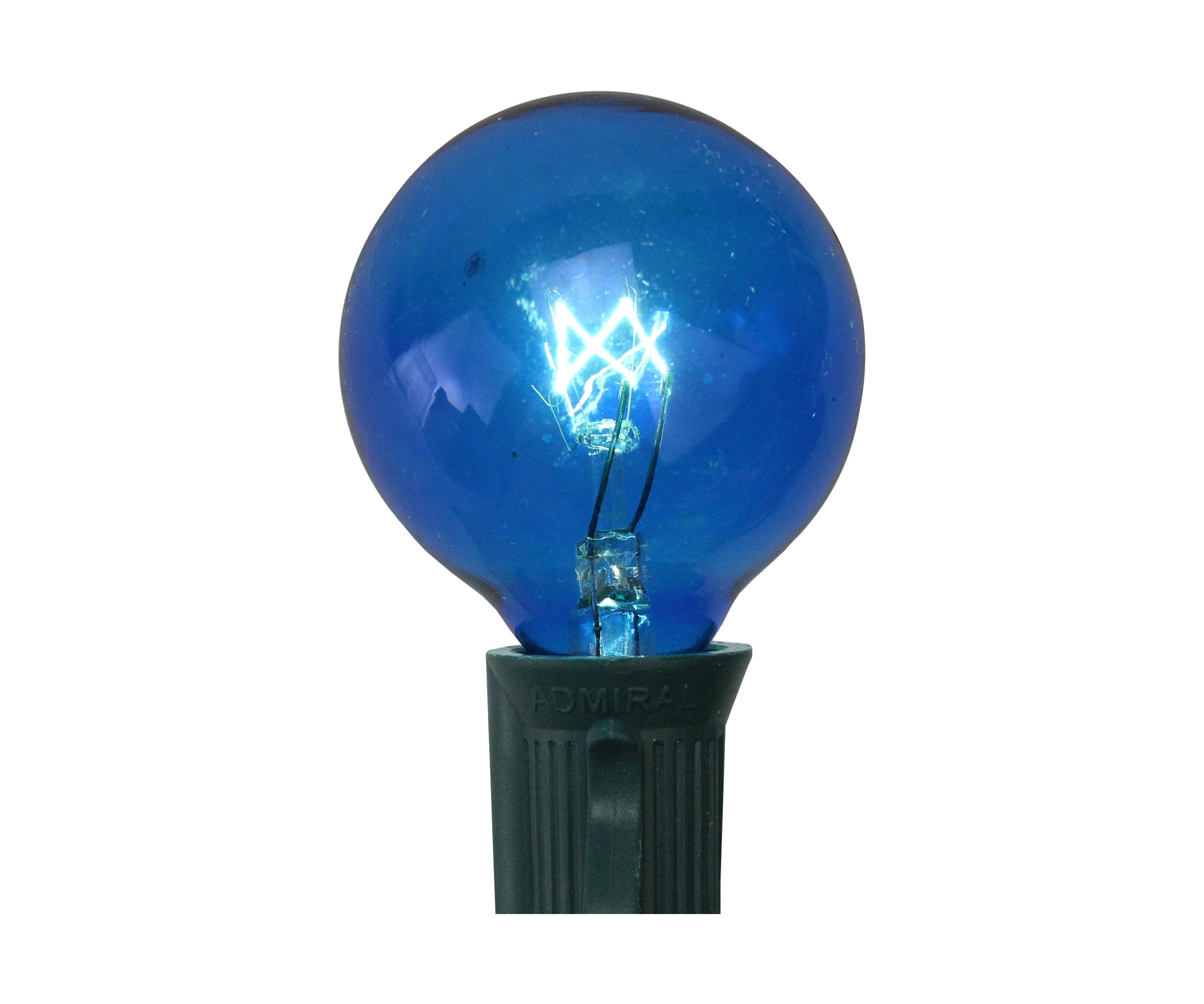 Pack of 25 Incandescent Blue G40 Globe Christmas Replacement Light Bulbs - 7 Watts