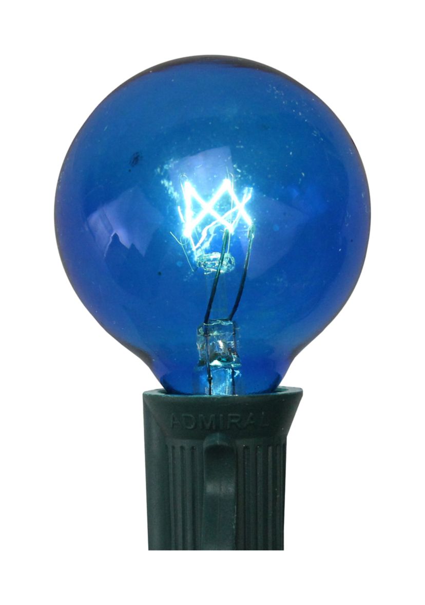 Pack of 25 Incandescent Blue G40 Globe Christmas Replacement Light Bulbs - 7 Watts