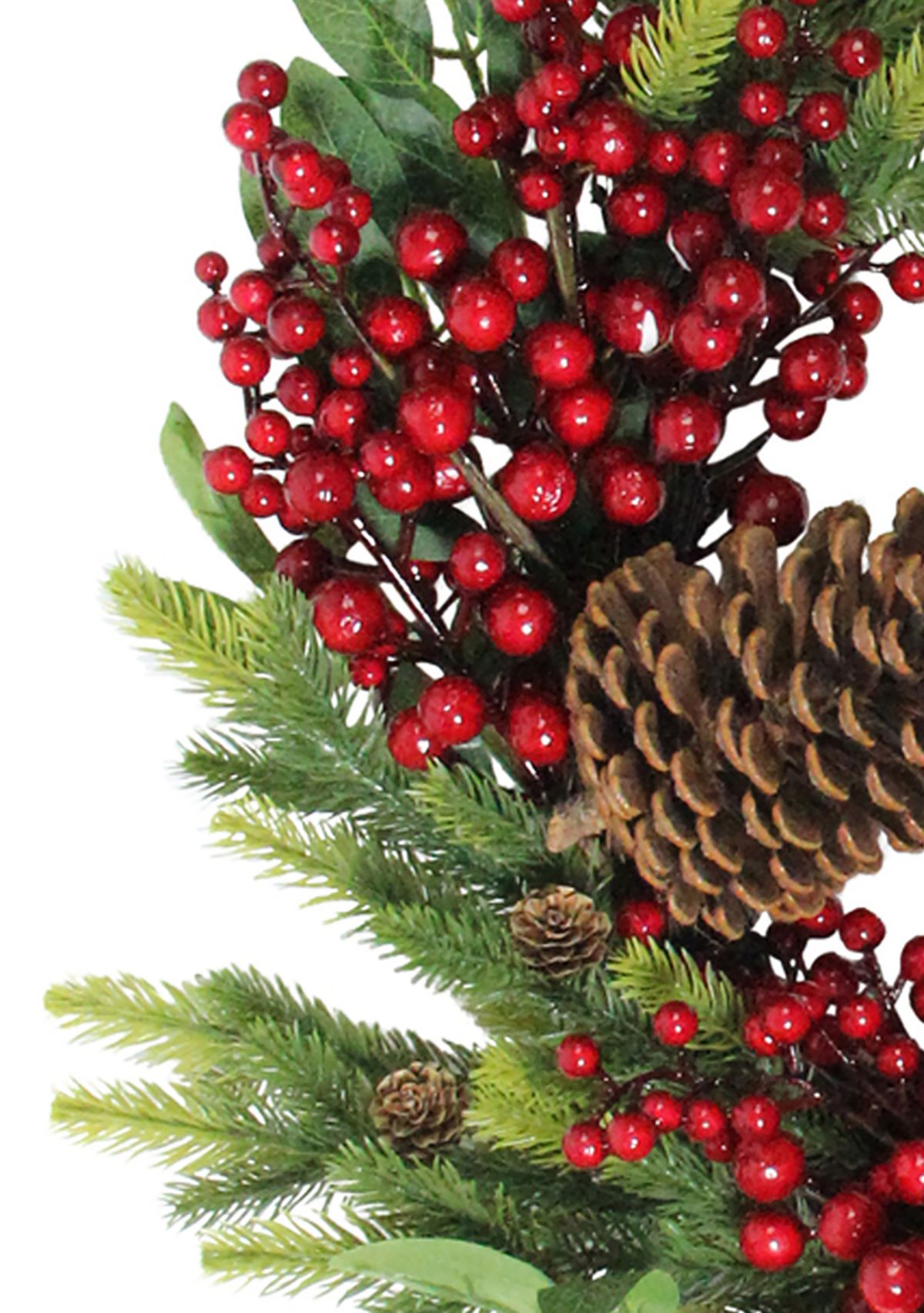 Pine Cone and Berry Artificial Christmas Wreath  22-Inch  Unlit