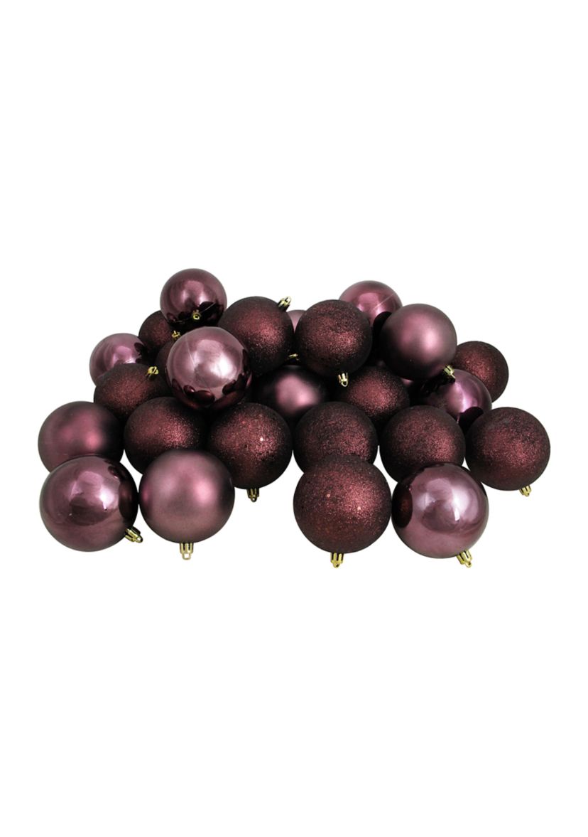 60ct Mulberry Shatterproof 4-Finish Christmas Ball Ornaments 2.5Inch (60mm)