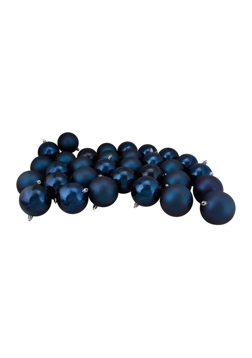 60ct Sapphire Blue Shatterproof 2-Finish Christmas Ball Ornaments 2.5Inch (63mm)