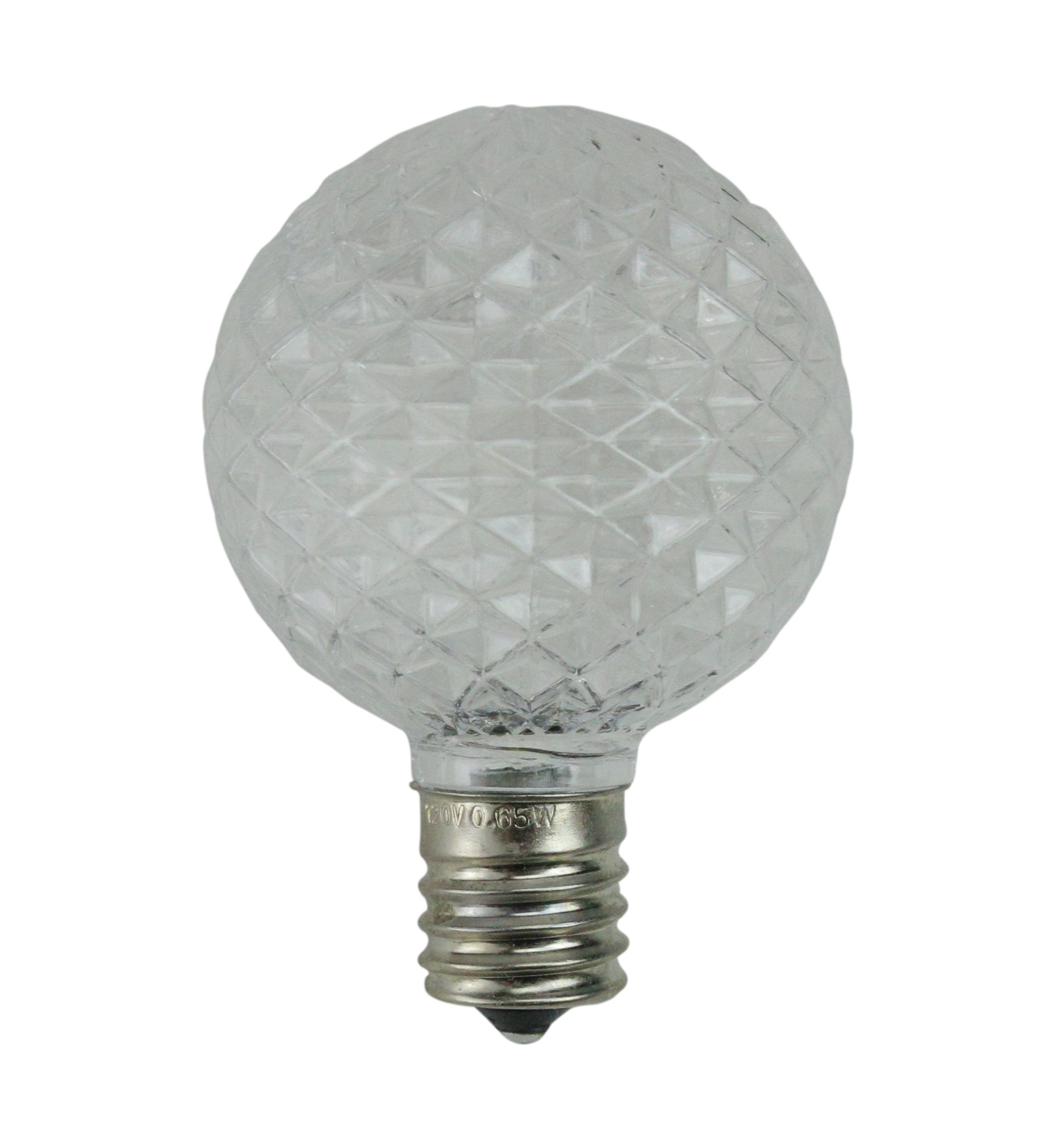 Pack of 25 Faceted LED G50 Clear Christmas Replacement Bulbs