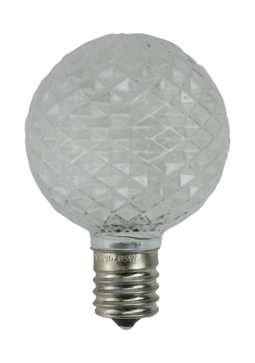 Pack of 25 Faceted LED G50 Clear Christmas Replacement Bulbs