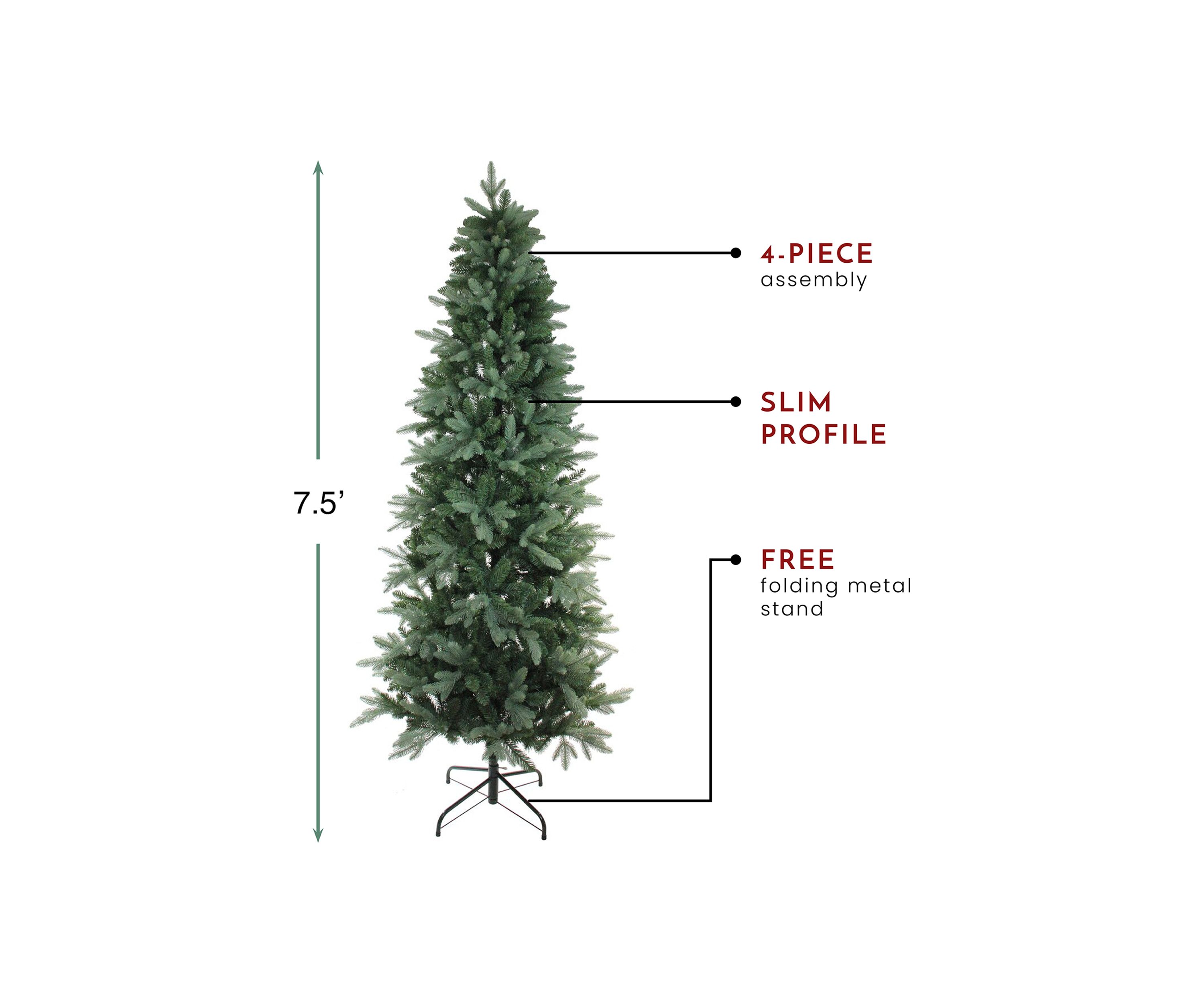 7.5 Green Slim Washington Frasier Fir Artificial Christmas Tree - Unlit