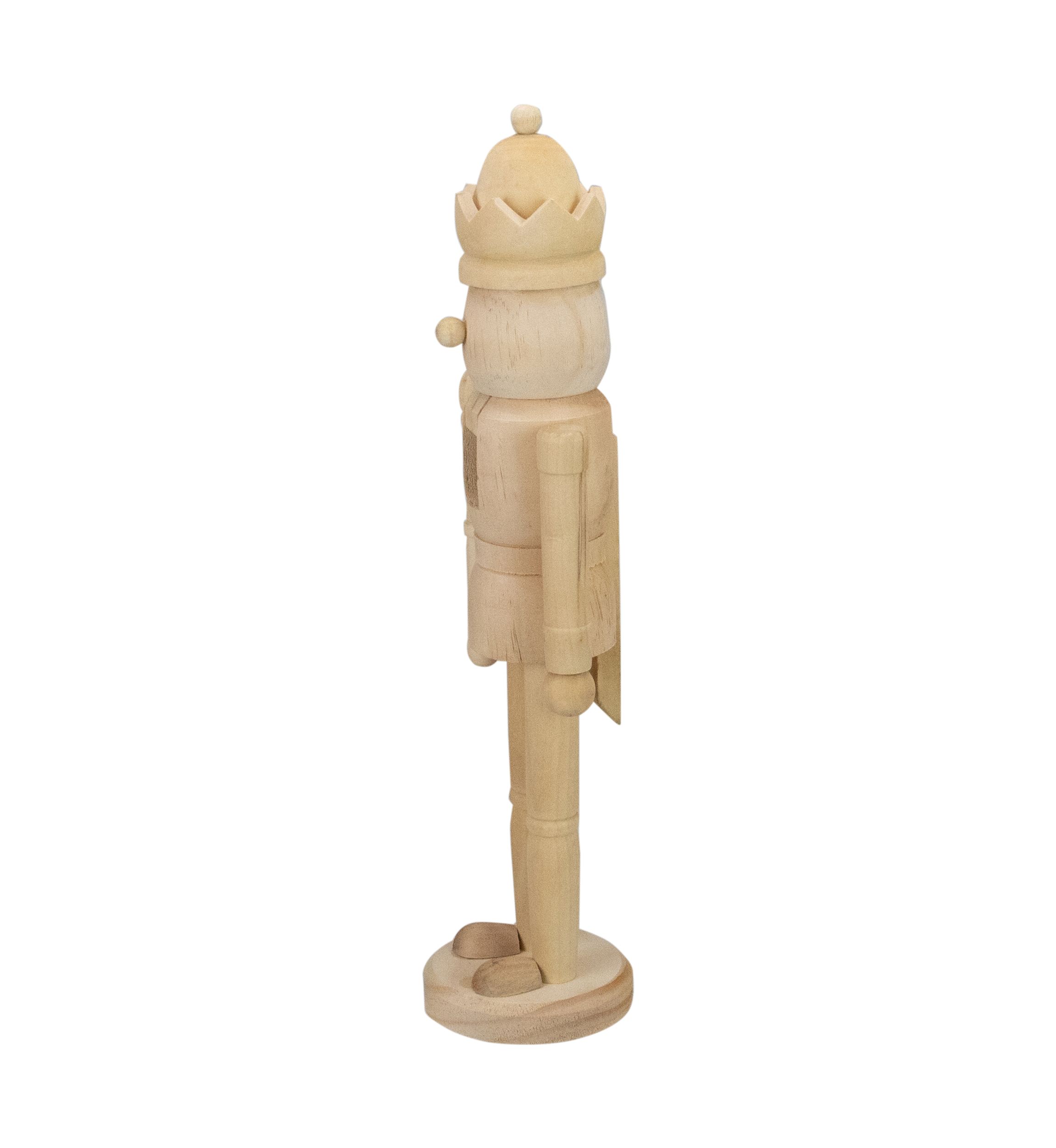 14.75Inch Unfinished Paintable Wooden Christmas Nutcracker with a Crown