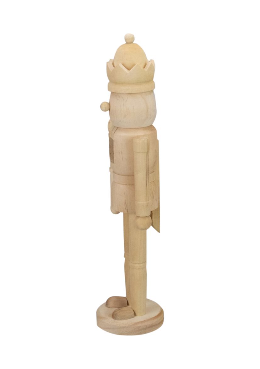 14.75Inch Unfinished Paintable Wooden Christmas Nutcracker with a Crown