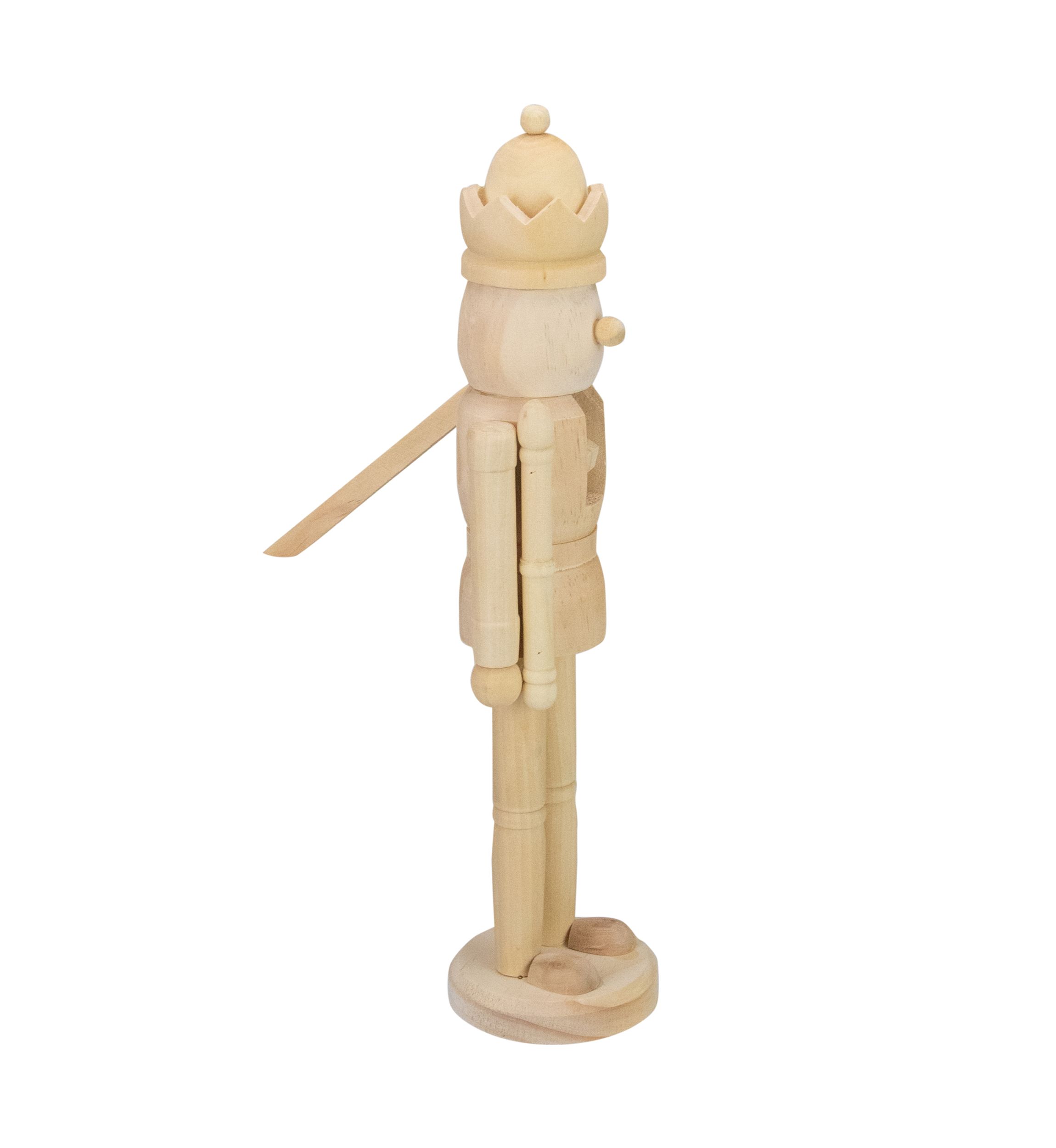 14.75Inch Unfinished Paintable Wooden Christmas Nutcracker with a Crown