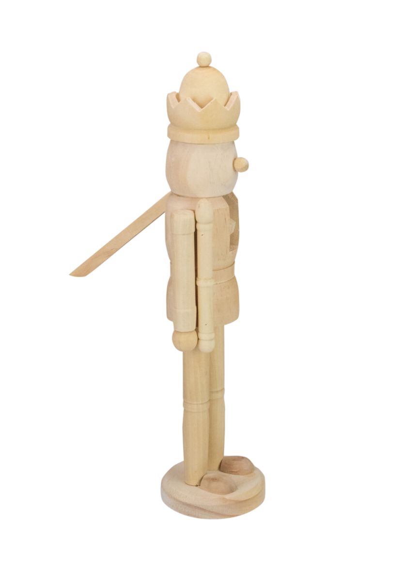 14.75Inch Unfinished Paintable Wooden Christmas Nutcracker with a Crown