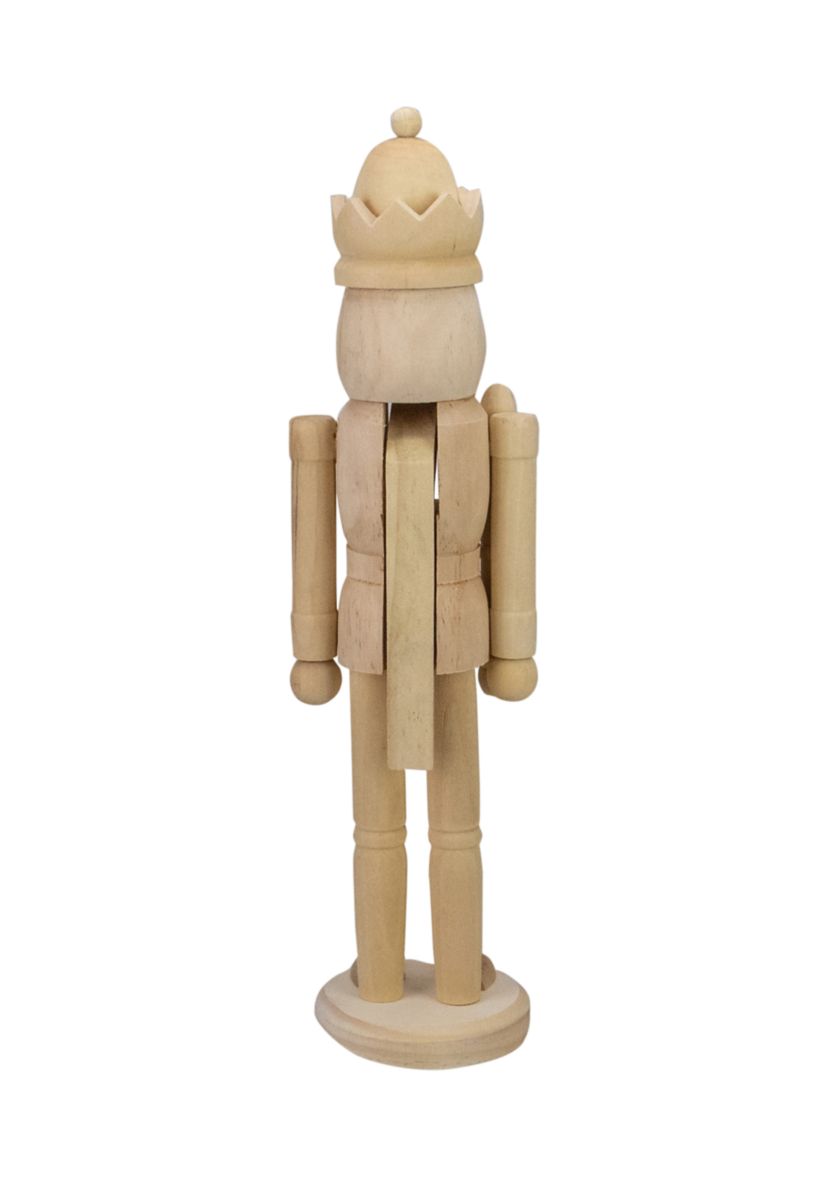 14.75Inch Unfinished Paintable Wooden Christmas Nutcracker with a Crown