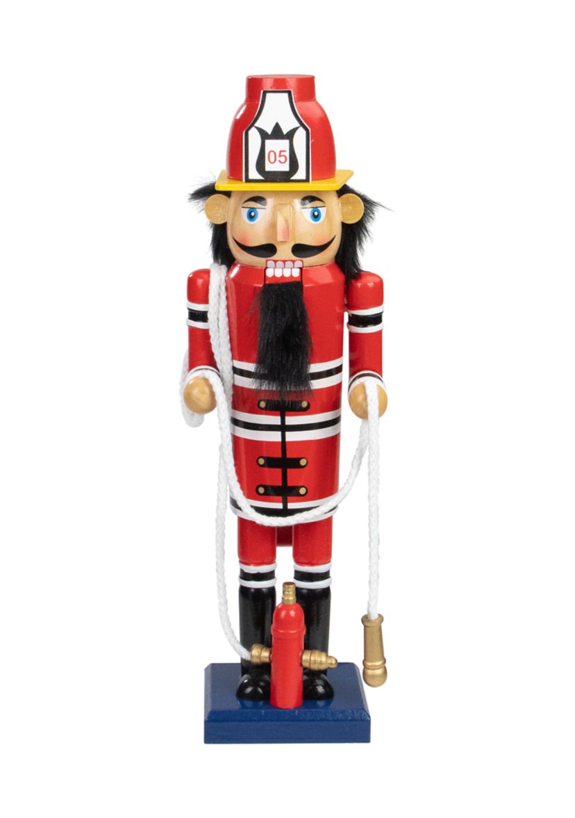 14 Red Wooden Fireman with Hose Christmas Nutcracker