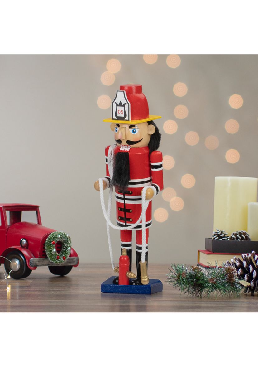 14 Red Wooden Fireman with Hose Christmas Nutcracker