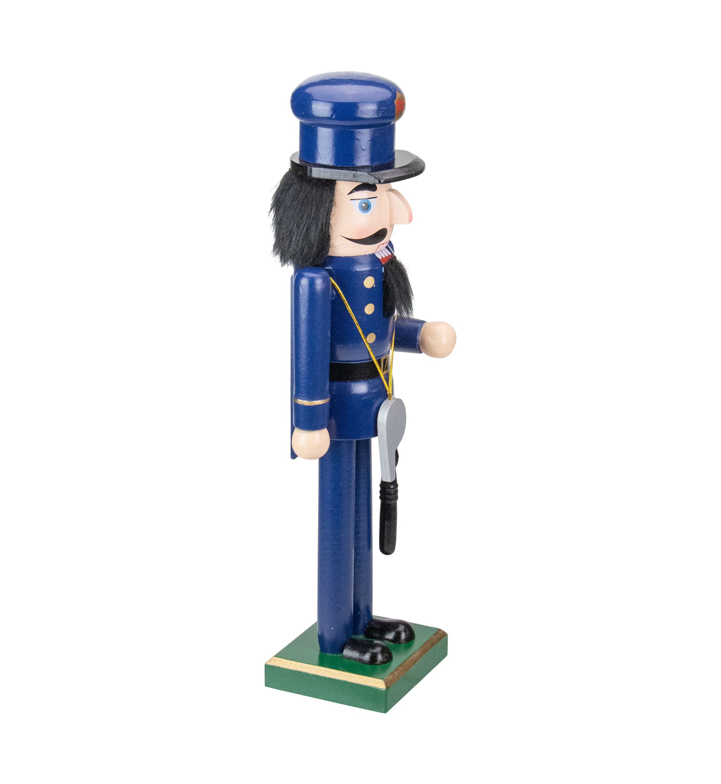 14Inch Blue and Black Wooden Police Officer Christmas Nutcracker