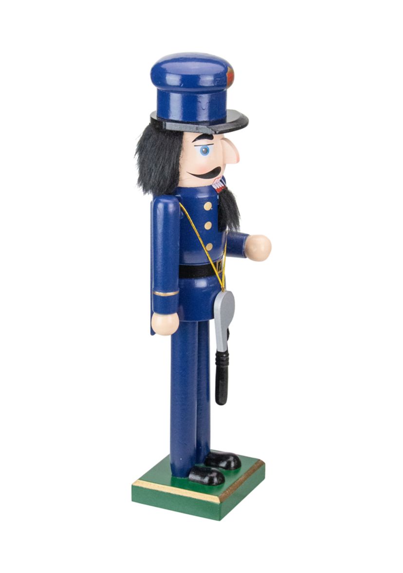 14Inch Blue and Black Wooden Police Officer Christmas Nutcracker