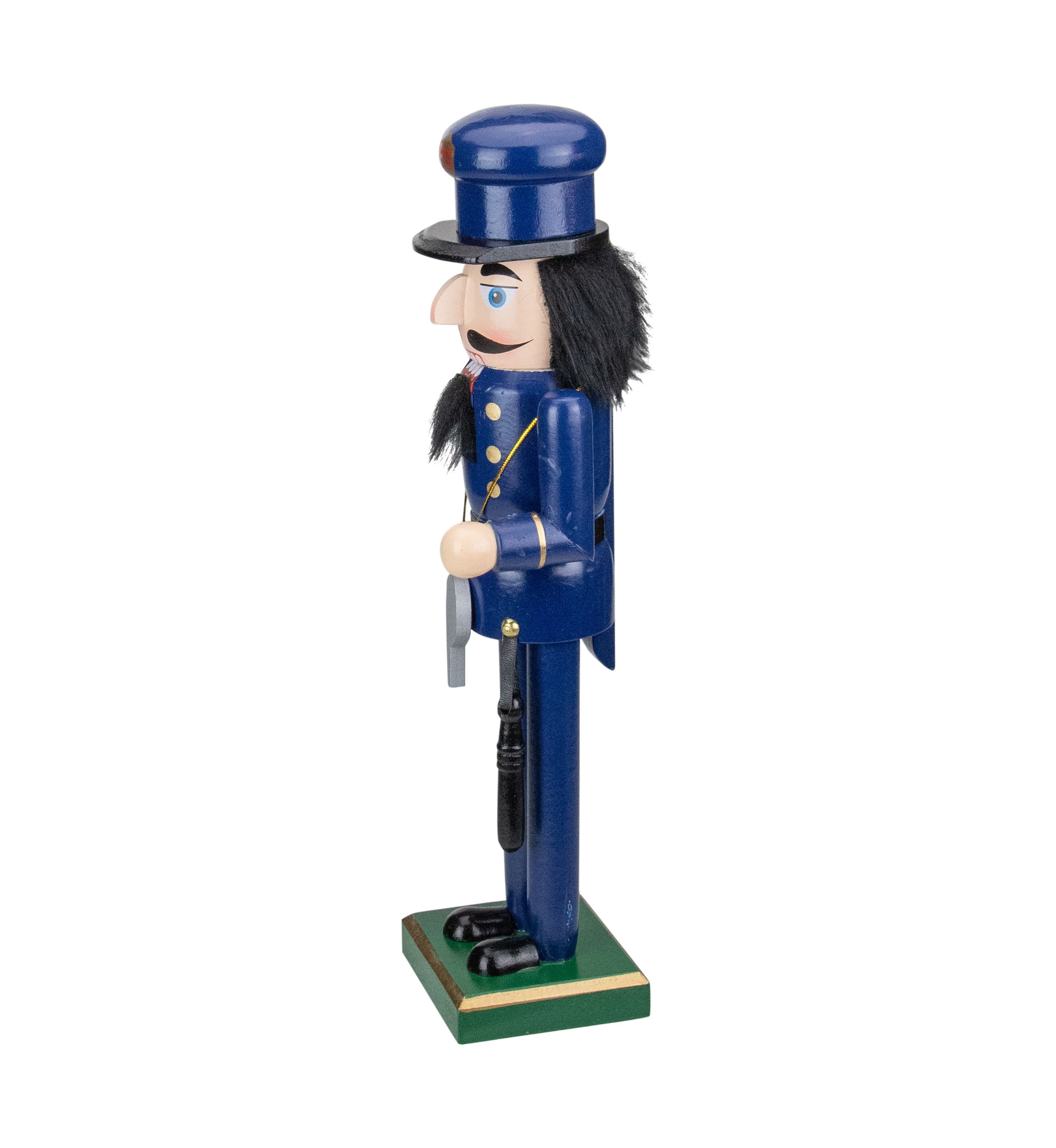14Inch Blue and Black Wooden Police Officer Christmas Nutcracker
