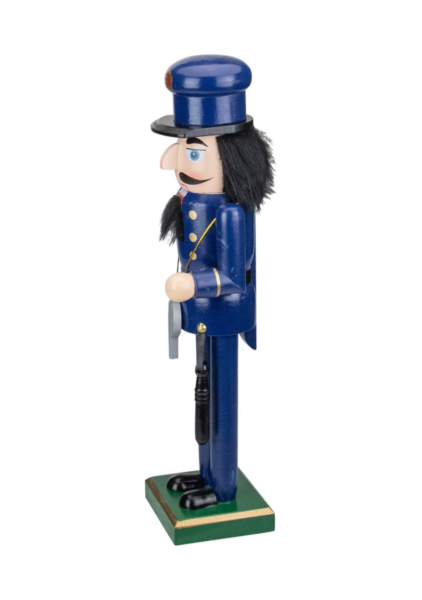 14Inch Blue and Black Wooden Police Officer Christmas Nutcracker