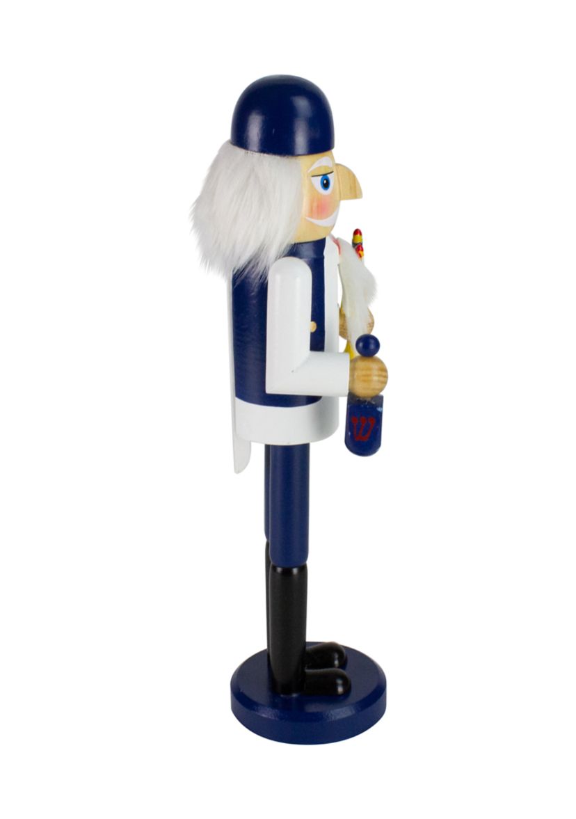 14Inch Wooden Hanukkah Nutcracker with Menorah and Dreidel