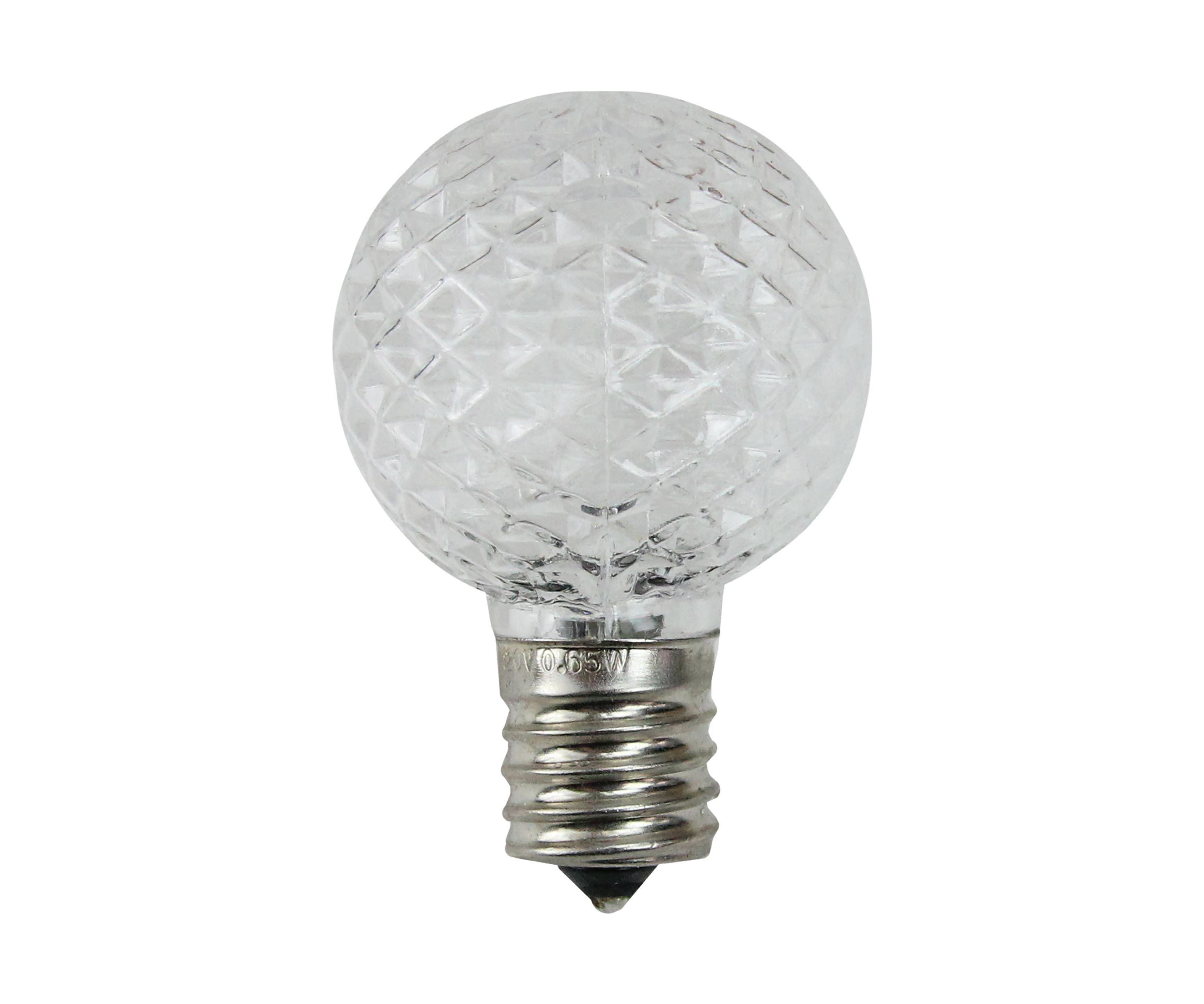 Pack of 25 Faceted LED G40 Clear Christmas Replacement Bulbs