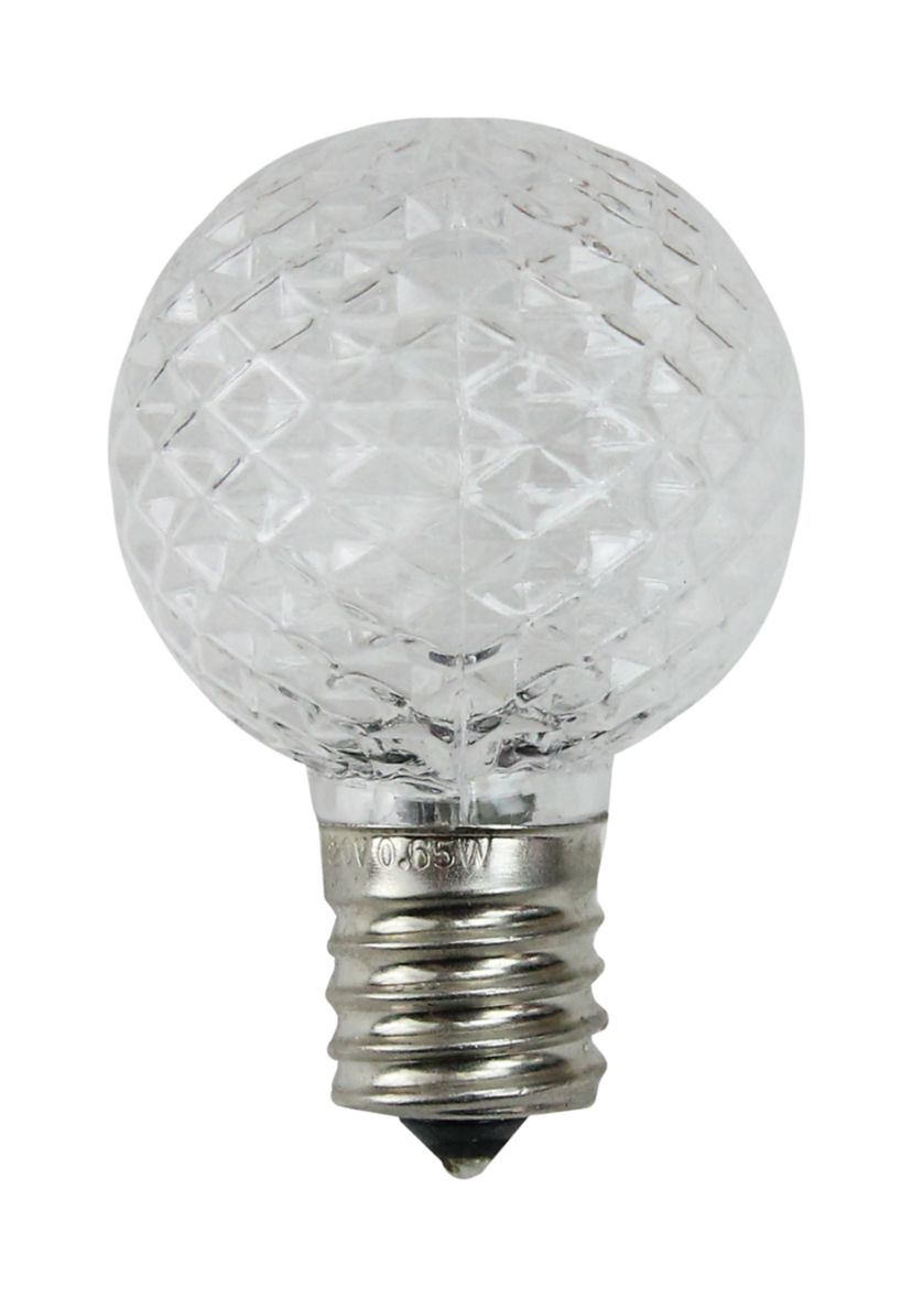 Pack of 25 Faceted LED G40 Clear Christmas Replacement Bulbs
