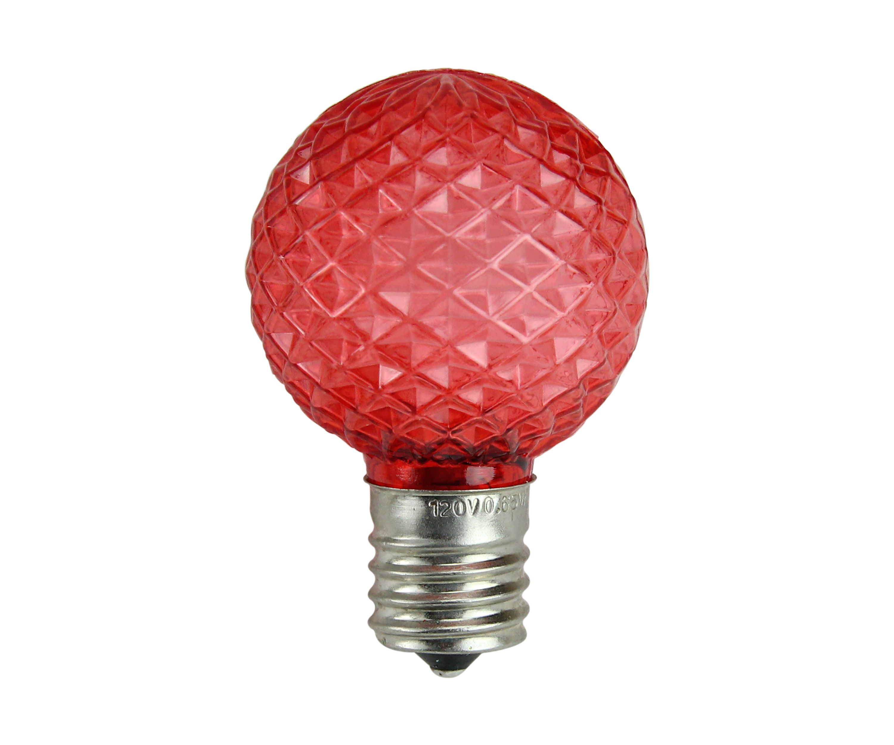 Pack of 25 Faceted LED G40 Red Christmas Replacement Bulbs