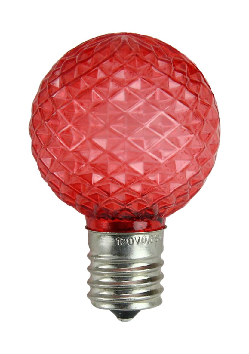 Pack of 25 Faceted LED G40 Red Christmas Replacement Bulbs