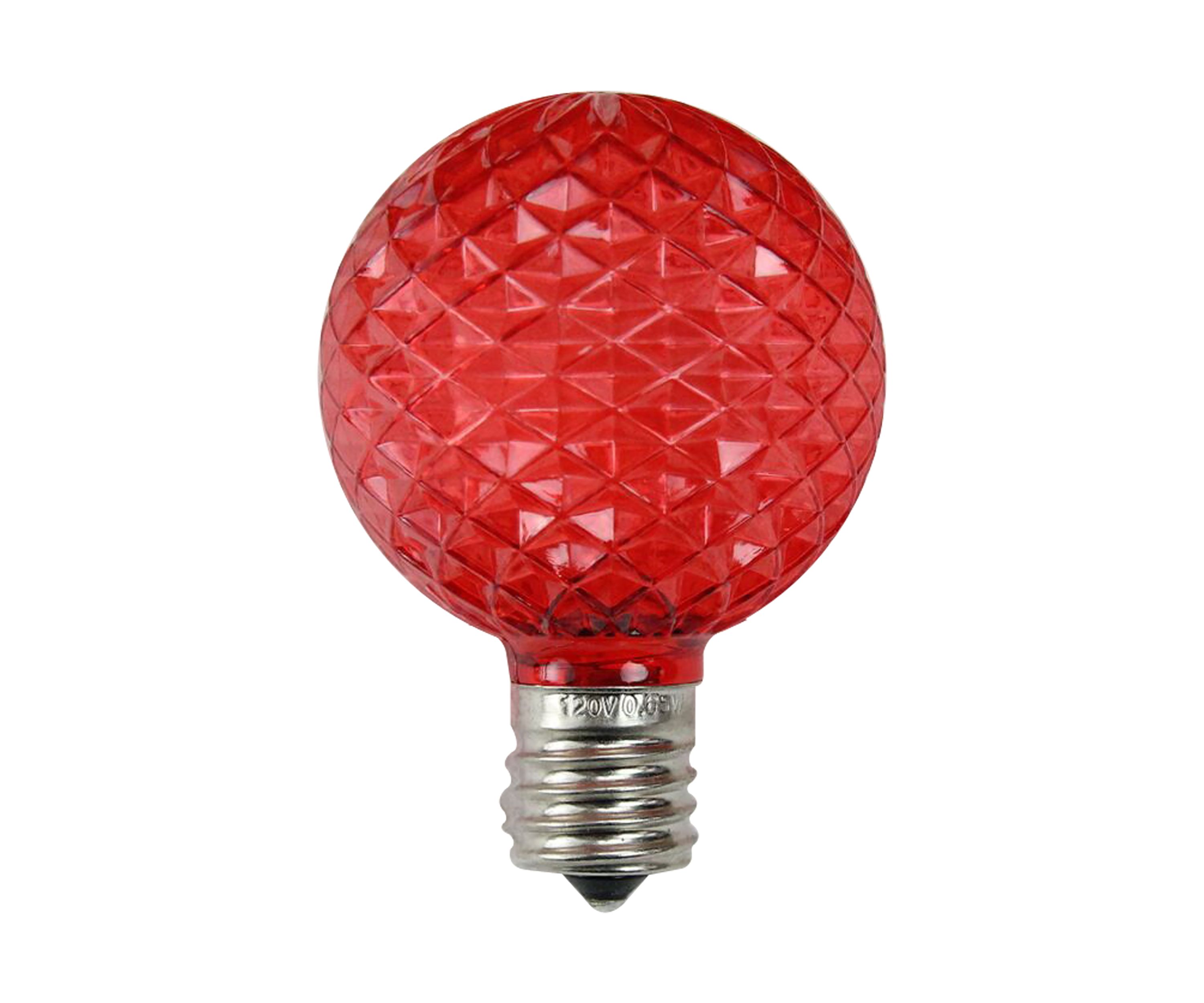 Pack of 25 Faceted LED G50 Red Christmas Replacement Bulbs