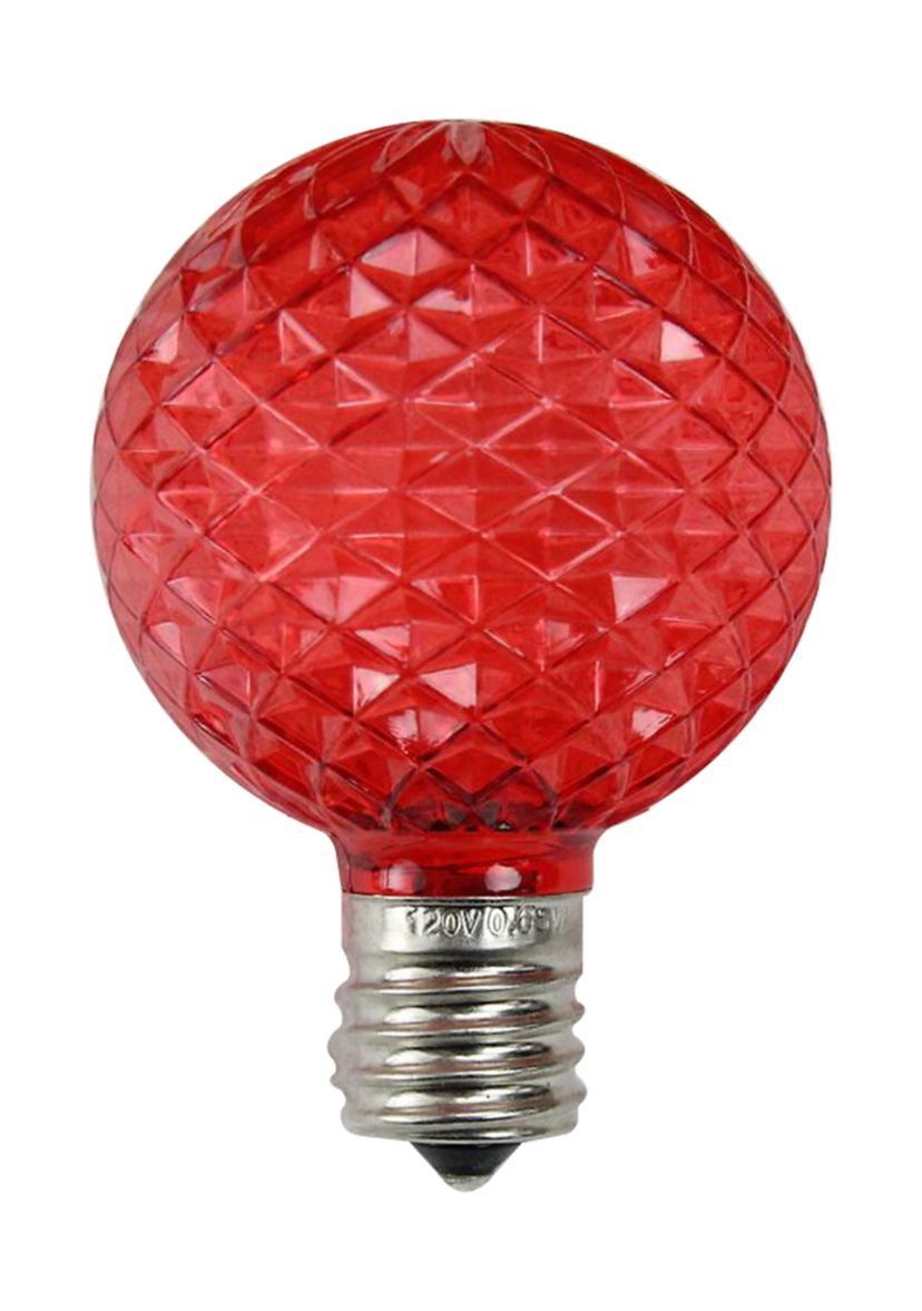Pack of 25 Faceted LED G50 Red Christmas Replacement Bulbs