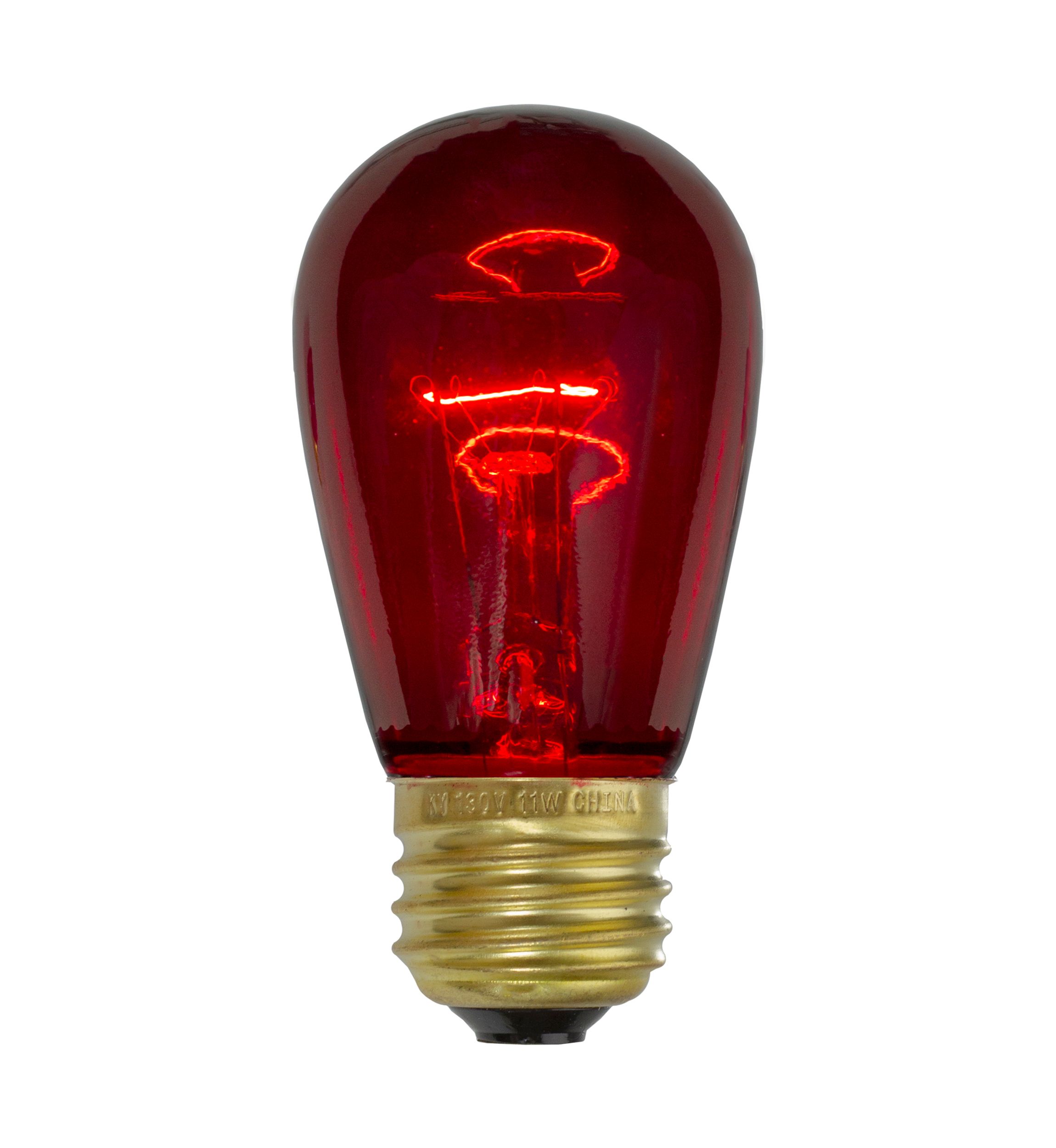 Pack of 25 Incandescent Red E26 Base Replacement S14 Light Bulbs - 11 Watts
